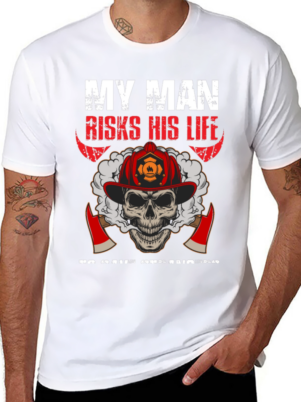 Firefighter Skull Graphic T-Shirt