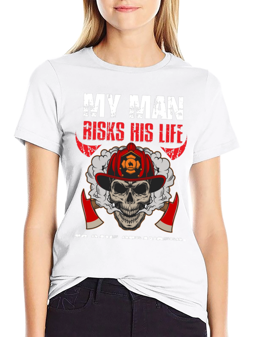 Firefighter Skull Graphic T-Shirt
