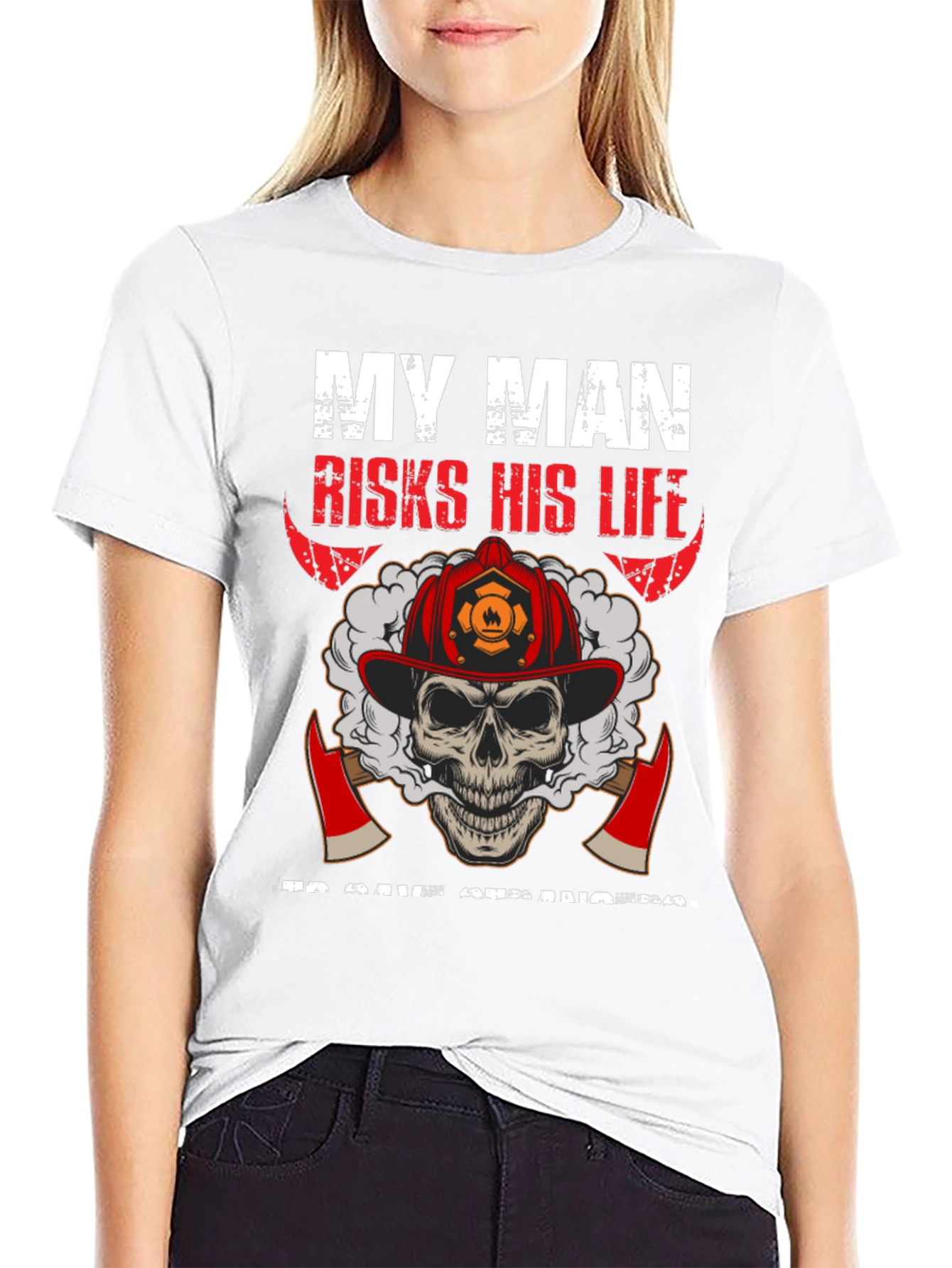 Firefighter Skull Graphic T-Shirt