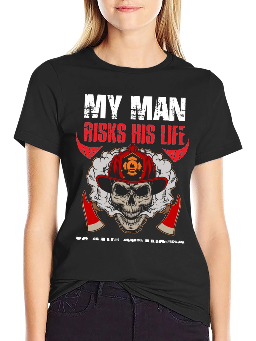 Firefighter Skull Graphic T-Shirt