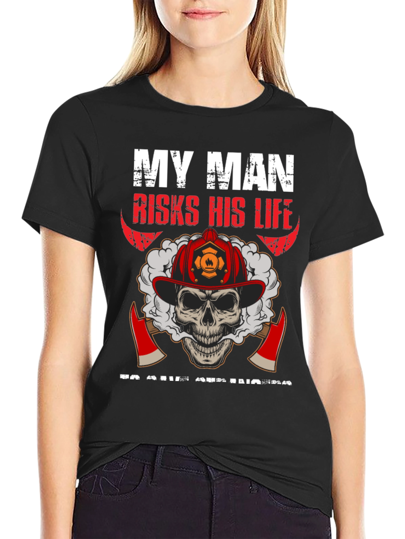 Firefighter Skull Graphic T-Shirt