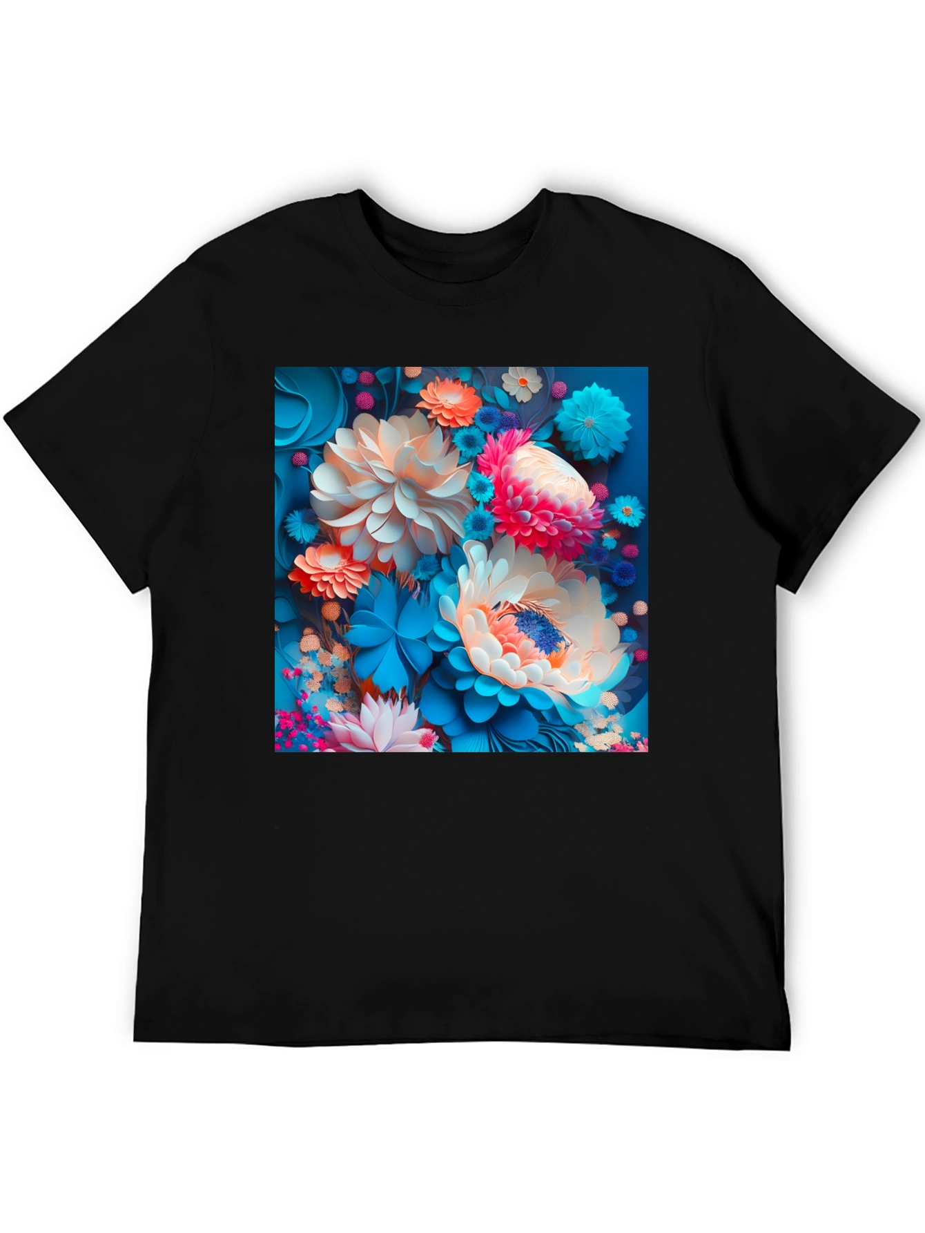 Floral Fantasy Black T-Shirt