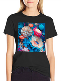 Floral Fantasy Black T-Shirt
