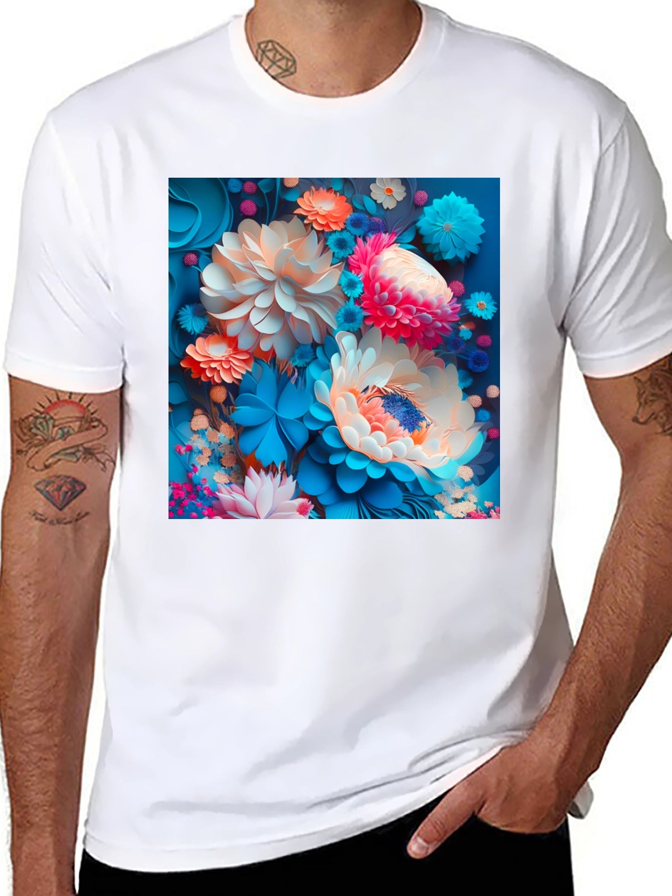 Floral Fantasy Black T-Shirt
