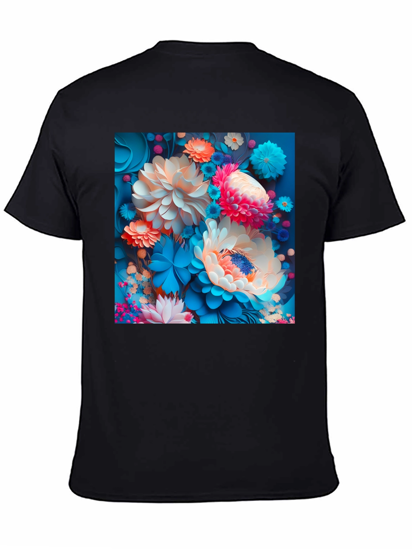 Floral Fantasy Black T-Shirt