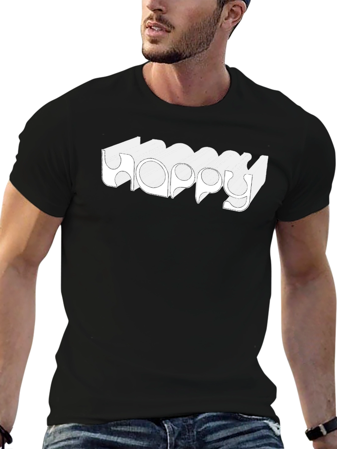 Happy Graphic Tee - Stylish Black Cotton T-Shirt
