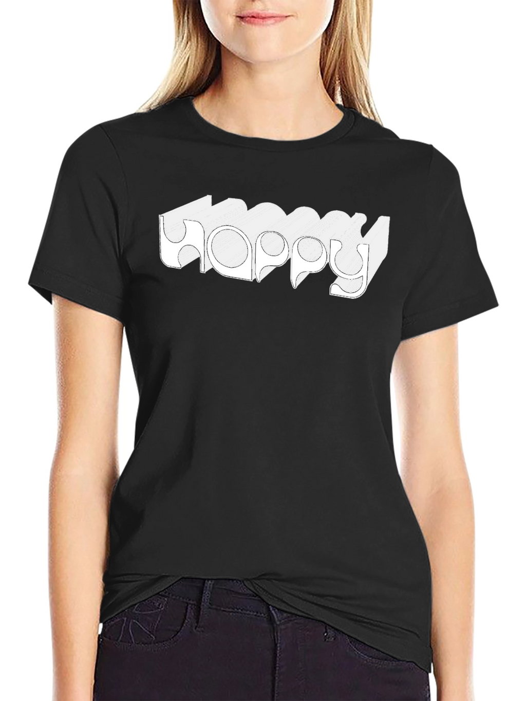 Happy Graphic Tee - Stylish Black Cotton T-Shirt