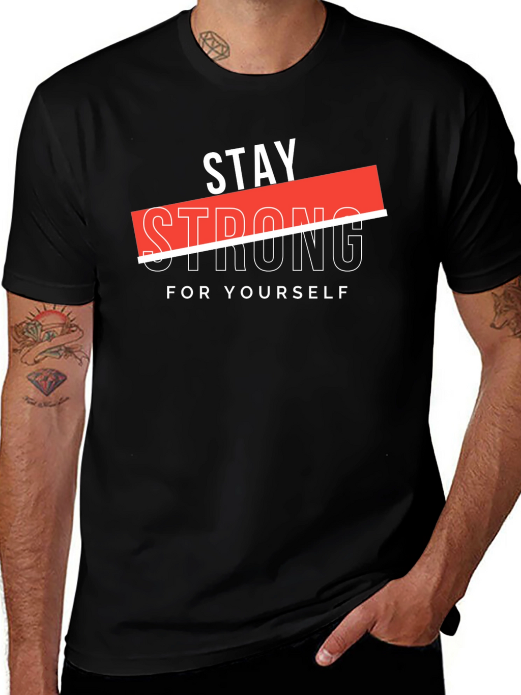Stay Strong Graphic Black T-Shirt