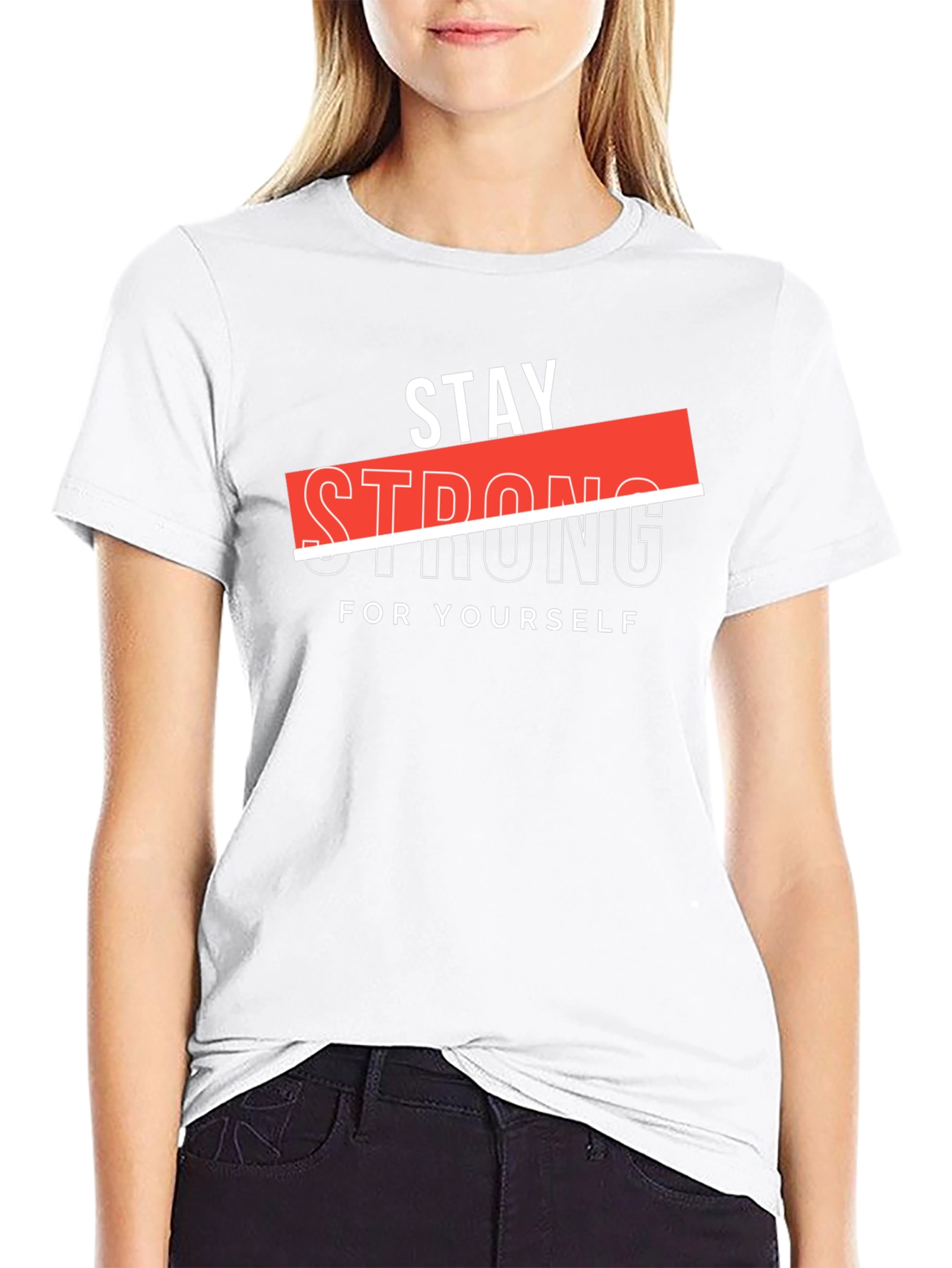 Stay Strong Graphic Black T-Shirt