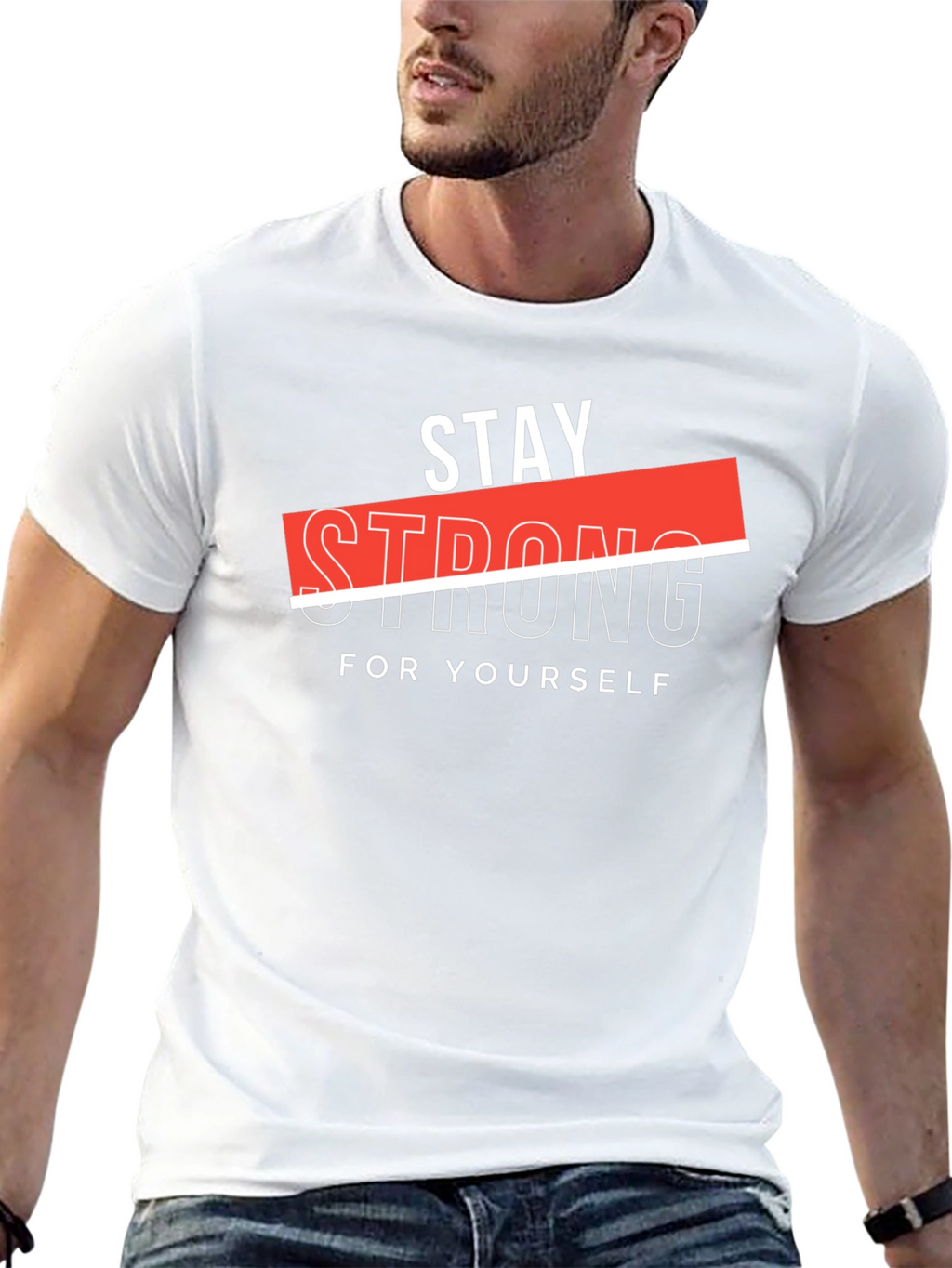 Stay Strong Graphic Black T-Shirt
