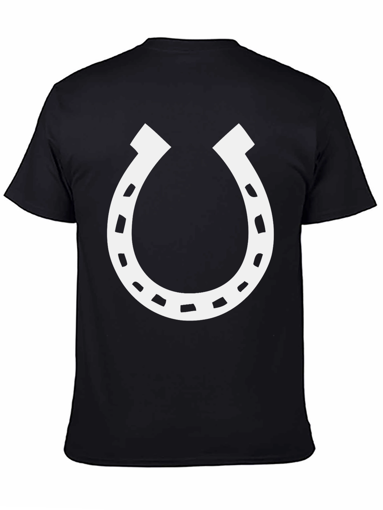Lucky Horseshoe Graphic Tee - Black Cotton Blend T-Shirt