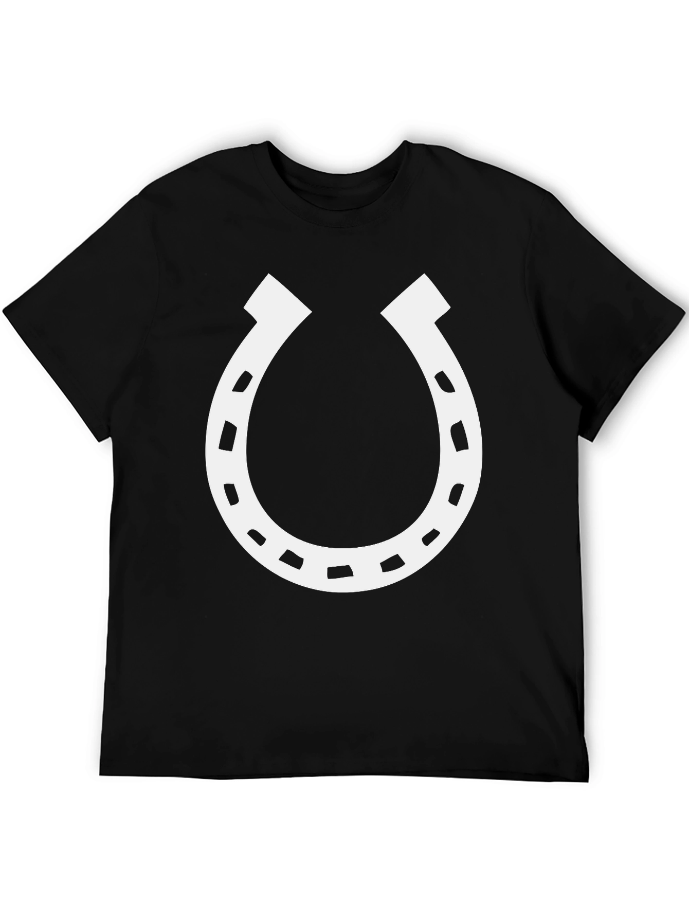 Lucky Horseshoe Graphic Tee - Black Cotton Blend T-Shirt