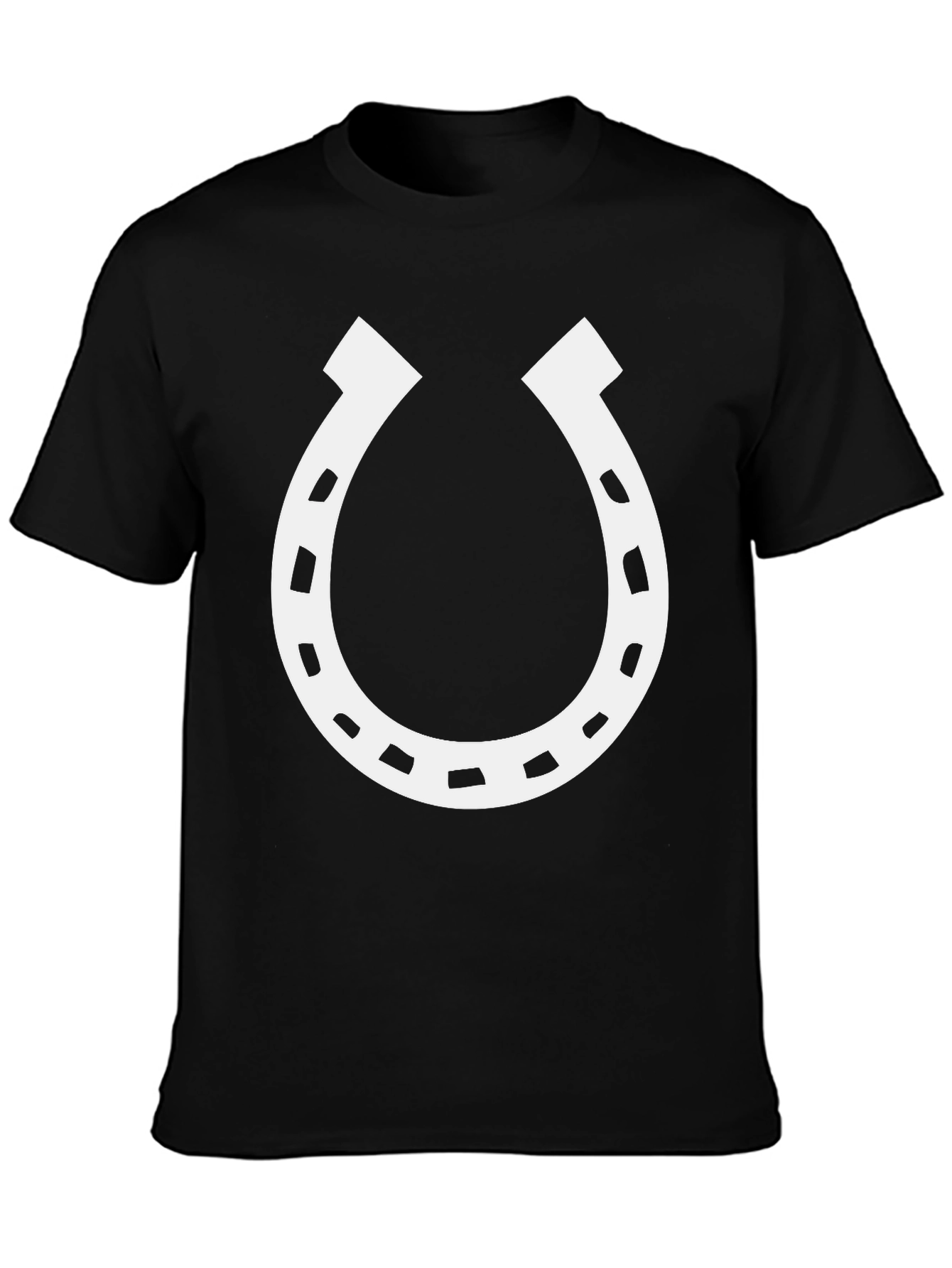Lucky Horseshoe Graphic Tee - Black Cotton Blend T-Shirt