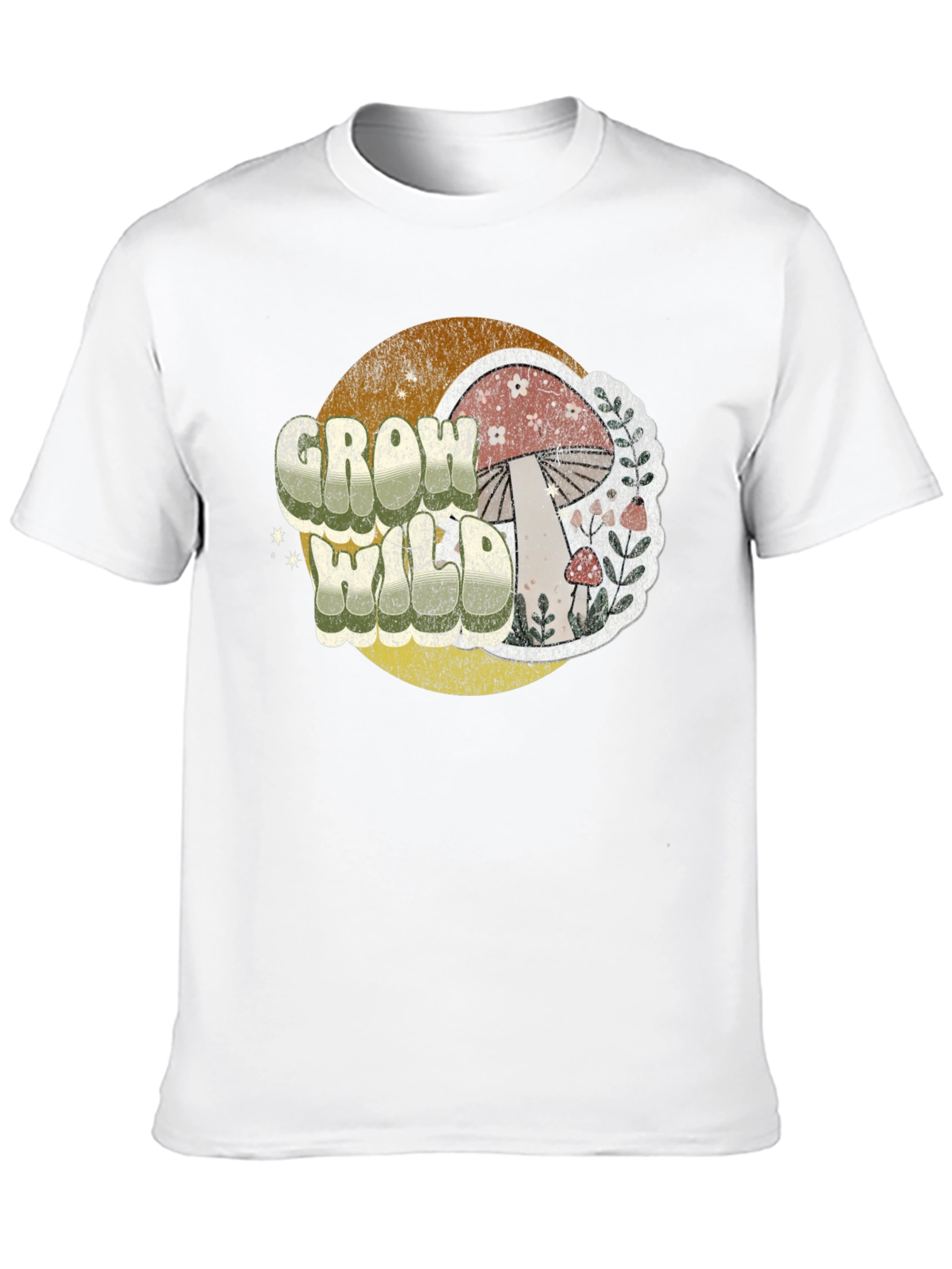 Grow Wild Mushroom Graphic Tee - Vintage Style