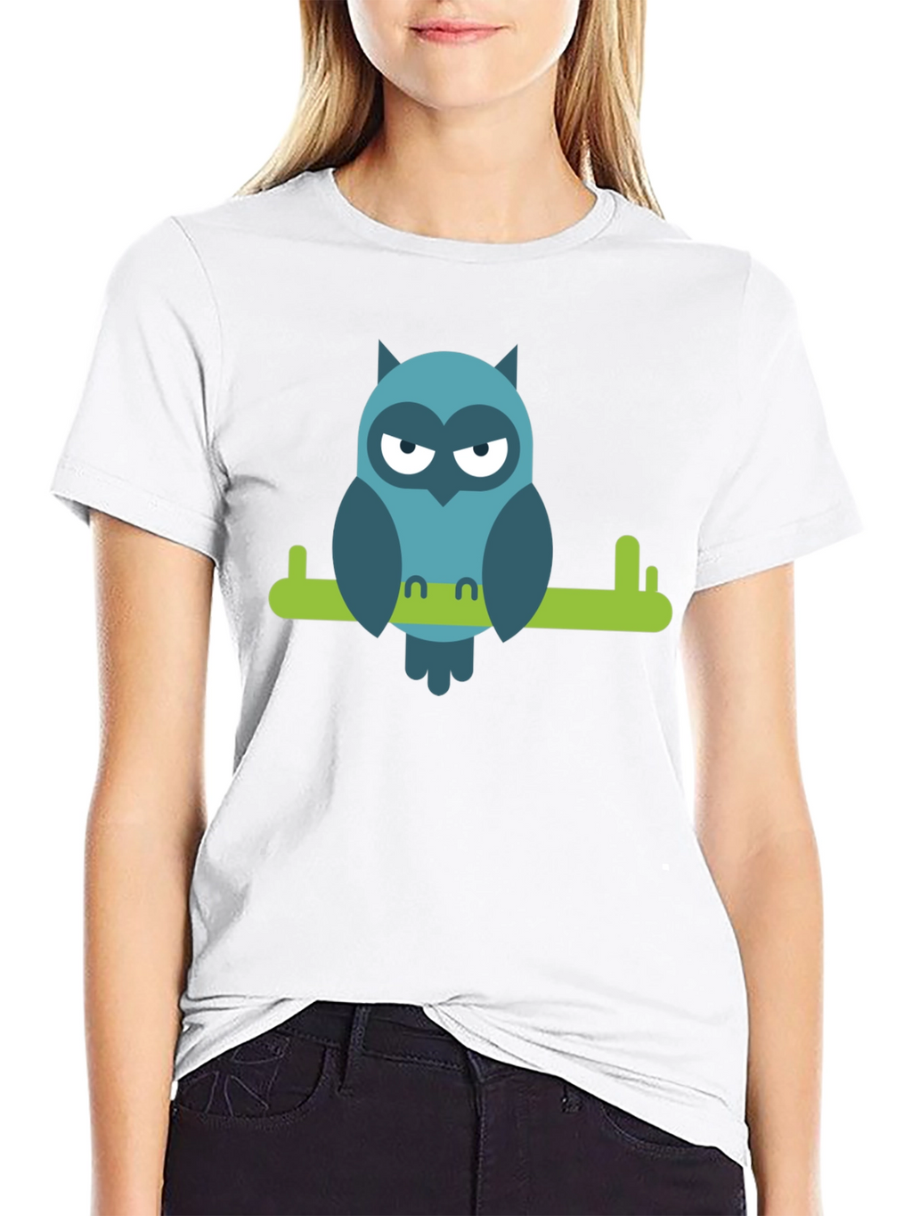 Cool Owl on Branch Graphic Tee - Black