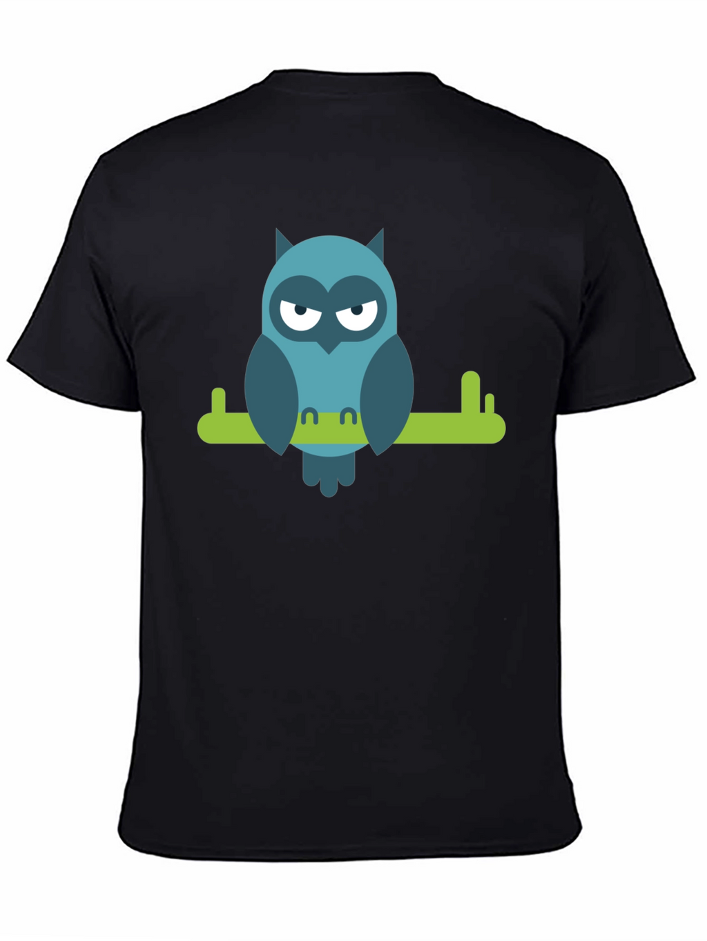 Cool Owl on Branch Graphic Tee - Black