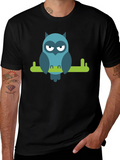 Cool Owl on Branch Graphic Tee - Black