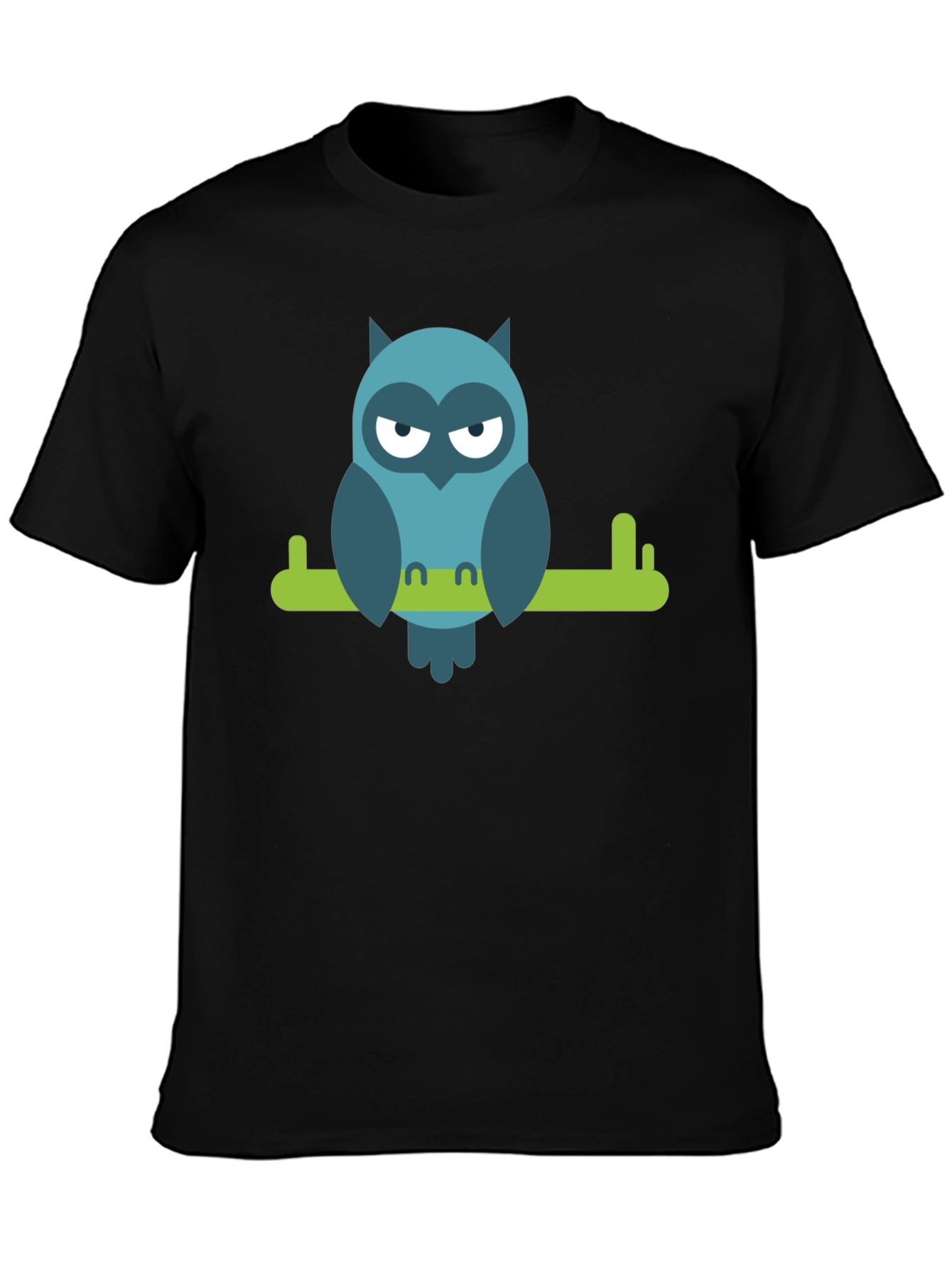 Cool Owl on Branch Graphic Tee - Black