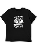 Music Speaks Black Graphic T-Shirt
