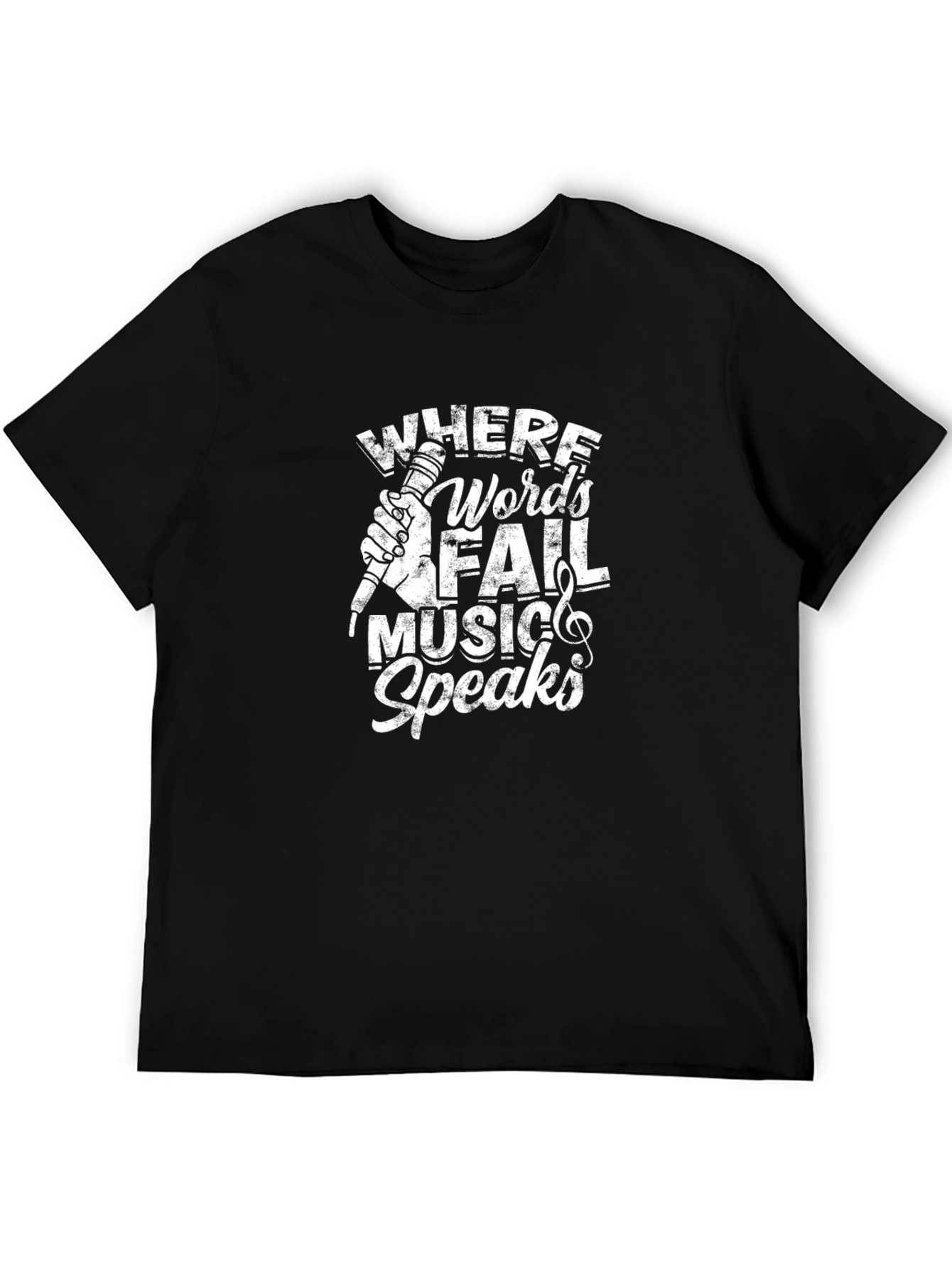 Music Speaks Black Graphic T-Shirt