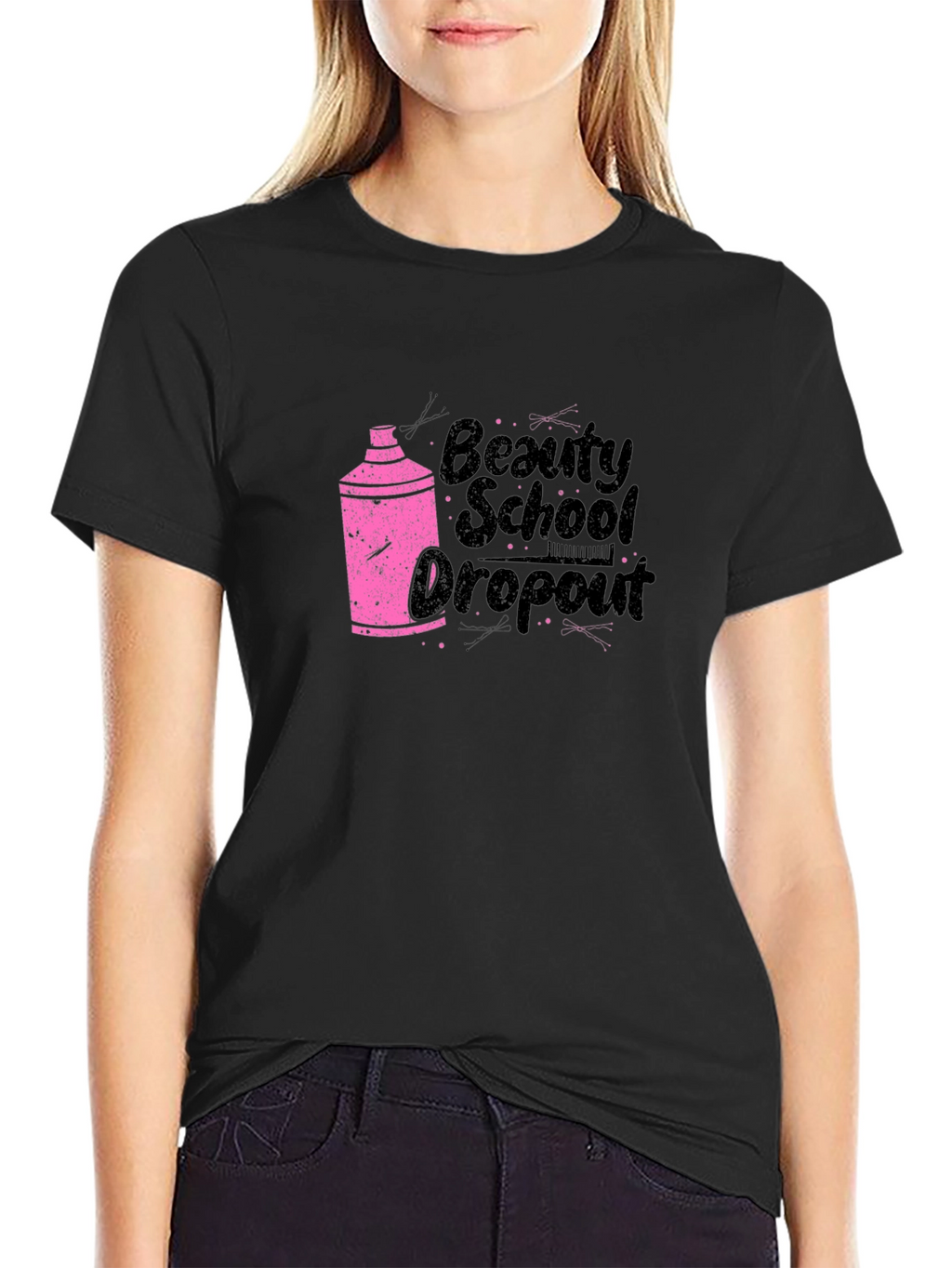Beauty School Dropout Tee - Pink Spray Can Design