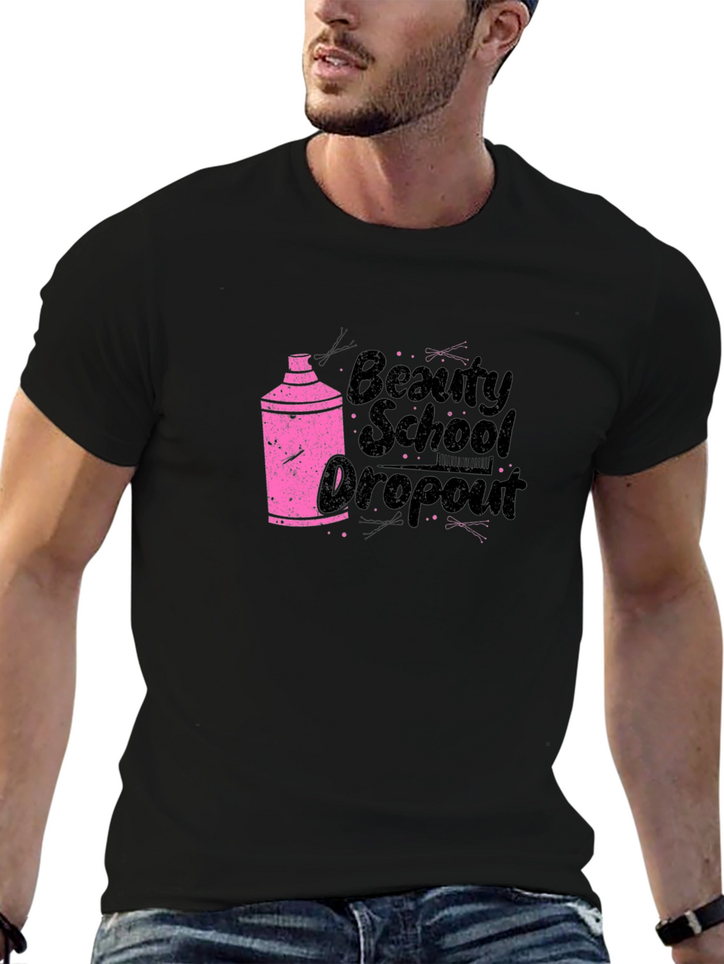 Beauty School Dropout Tee - Pink Spray Can Design