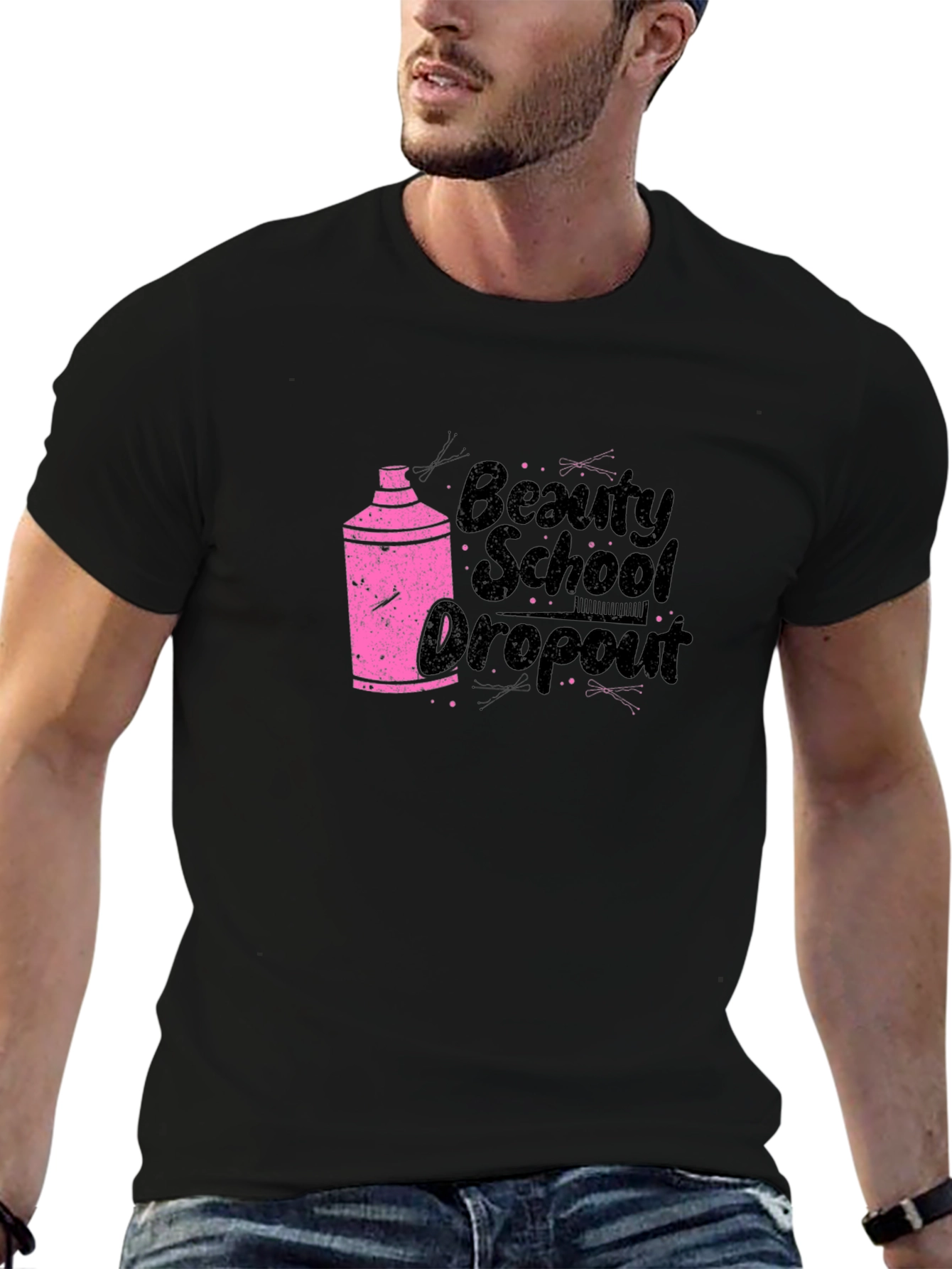 Beauty School Dropout Tee - Pink Spray Can Design