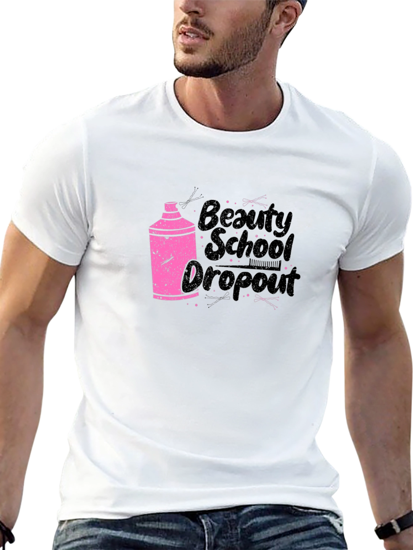 Beauty School Dropout Tee - Pink Spray Can Design