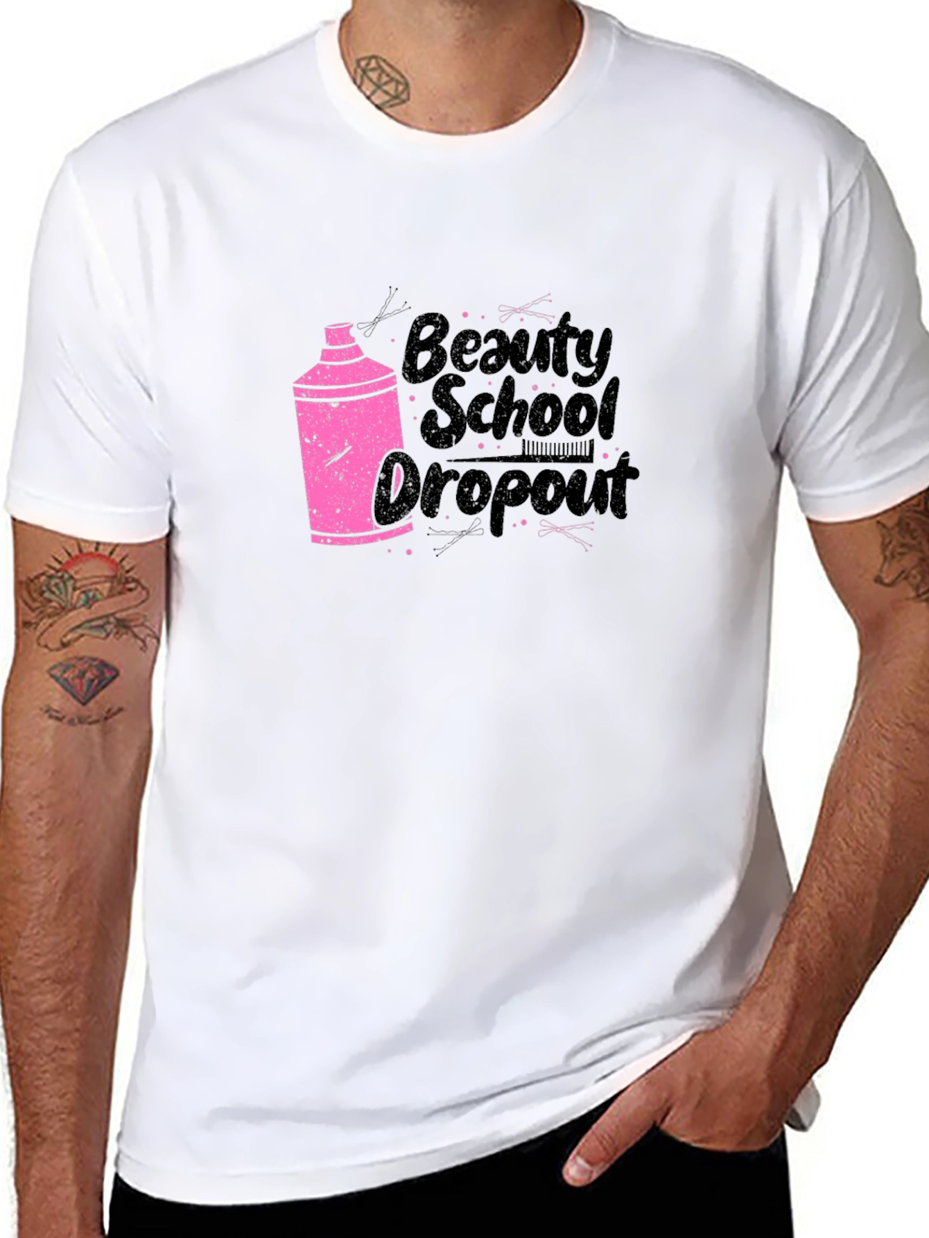 Beauty School Dropout Tee - Pink Spray Can Design