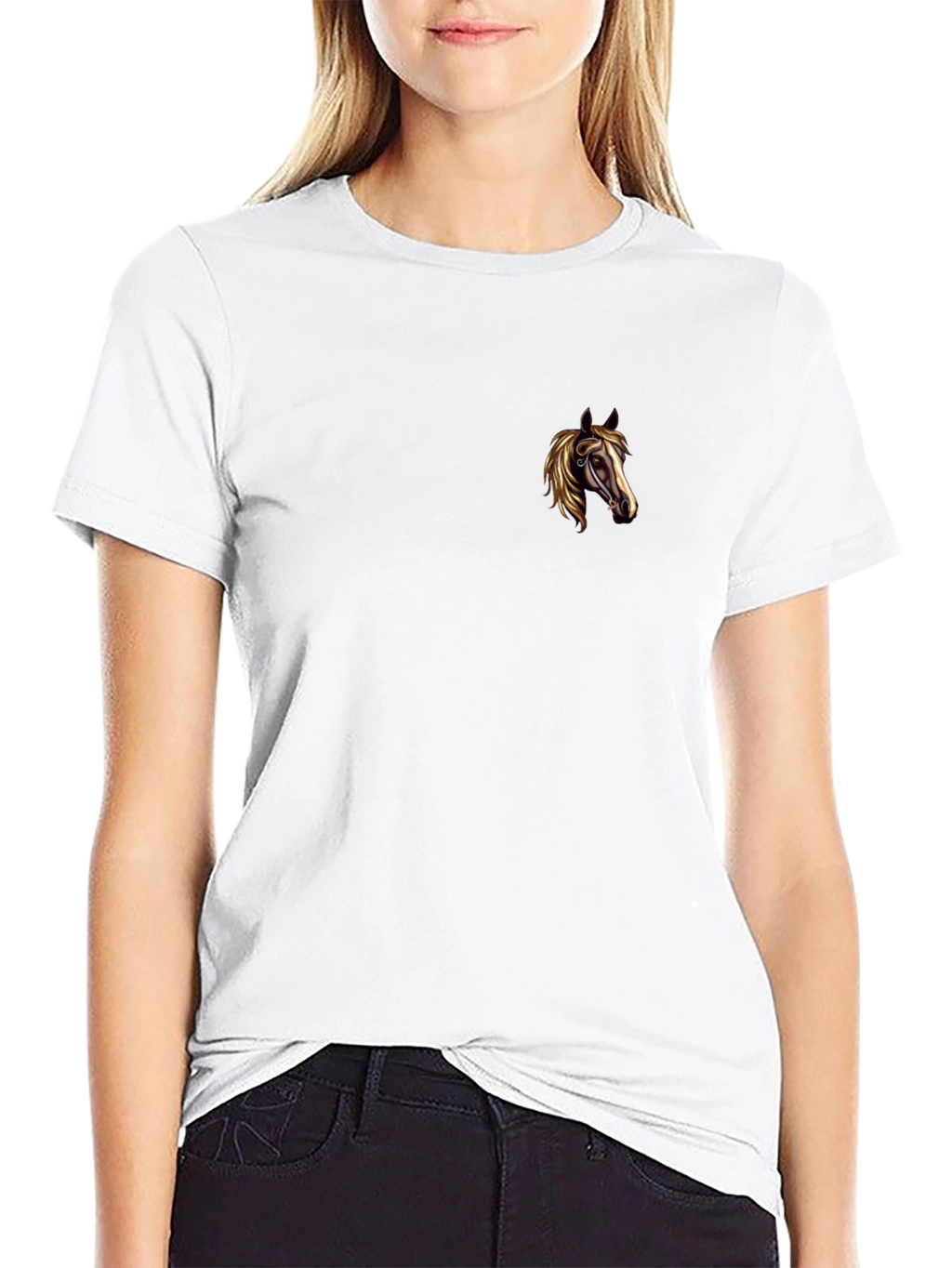 Black Tee with Horse Head Graphic