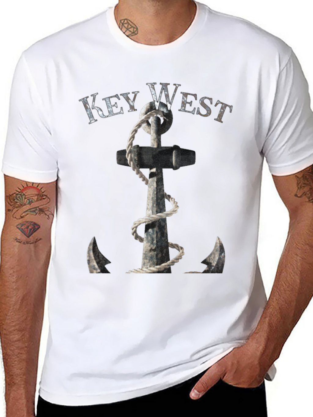 Key West Anchor Graphic Tee - Black Cotton
