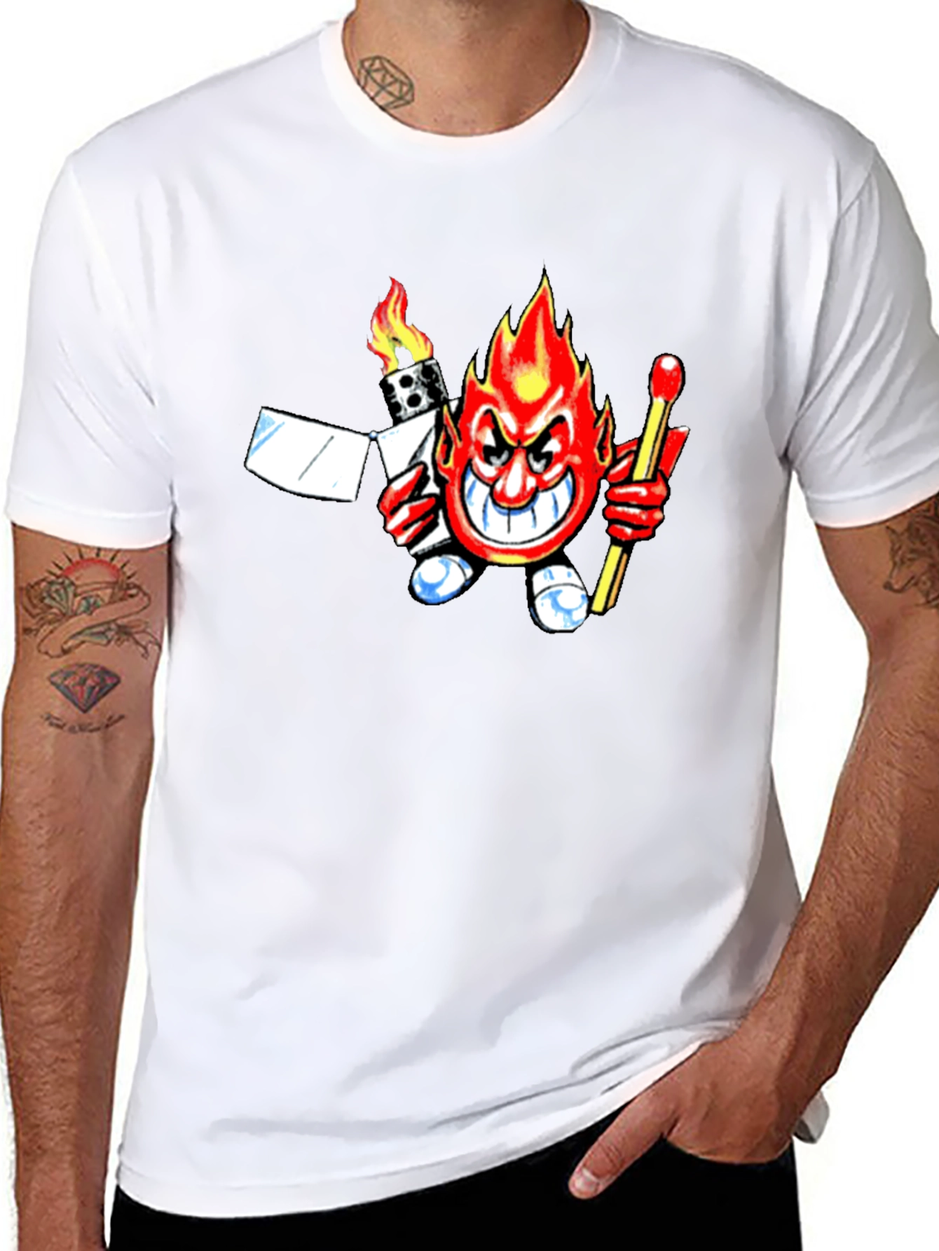 Fiery Devil Graphic Tee - Black Cotton T-Shirt