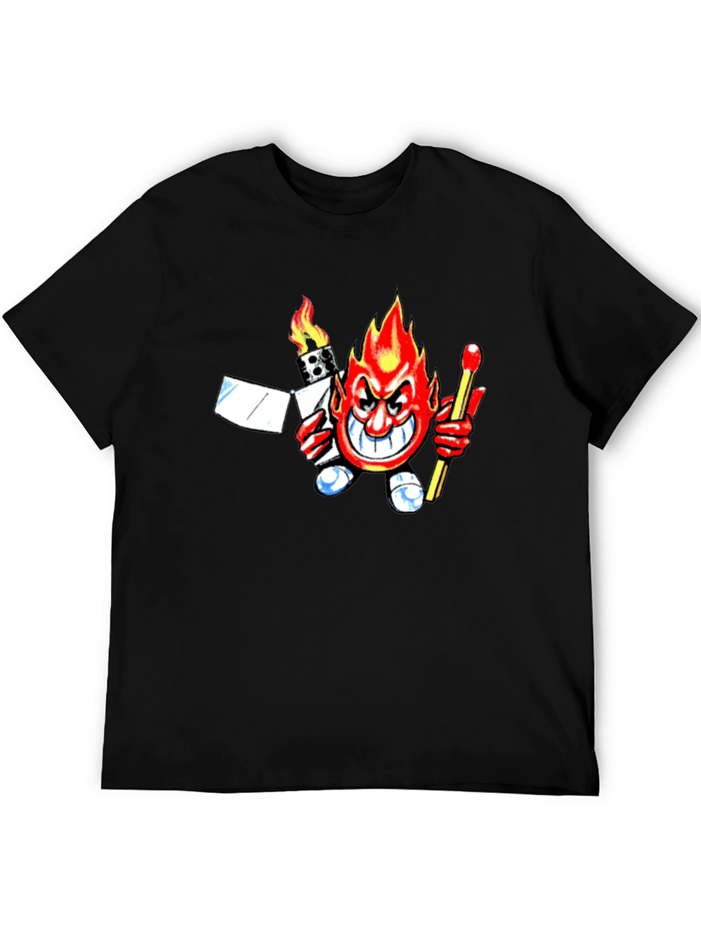 Fiery Devil Graphic Tee - Black Cotton T-Shirt