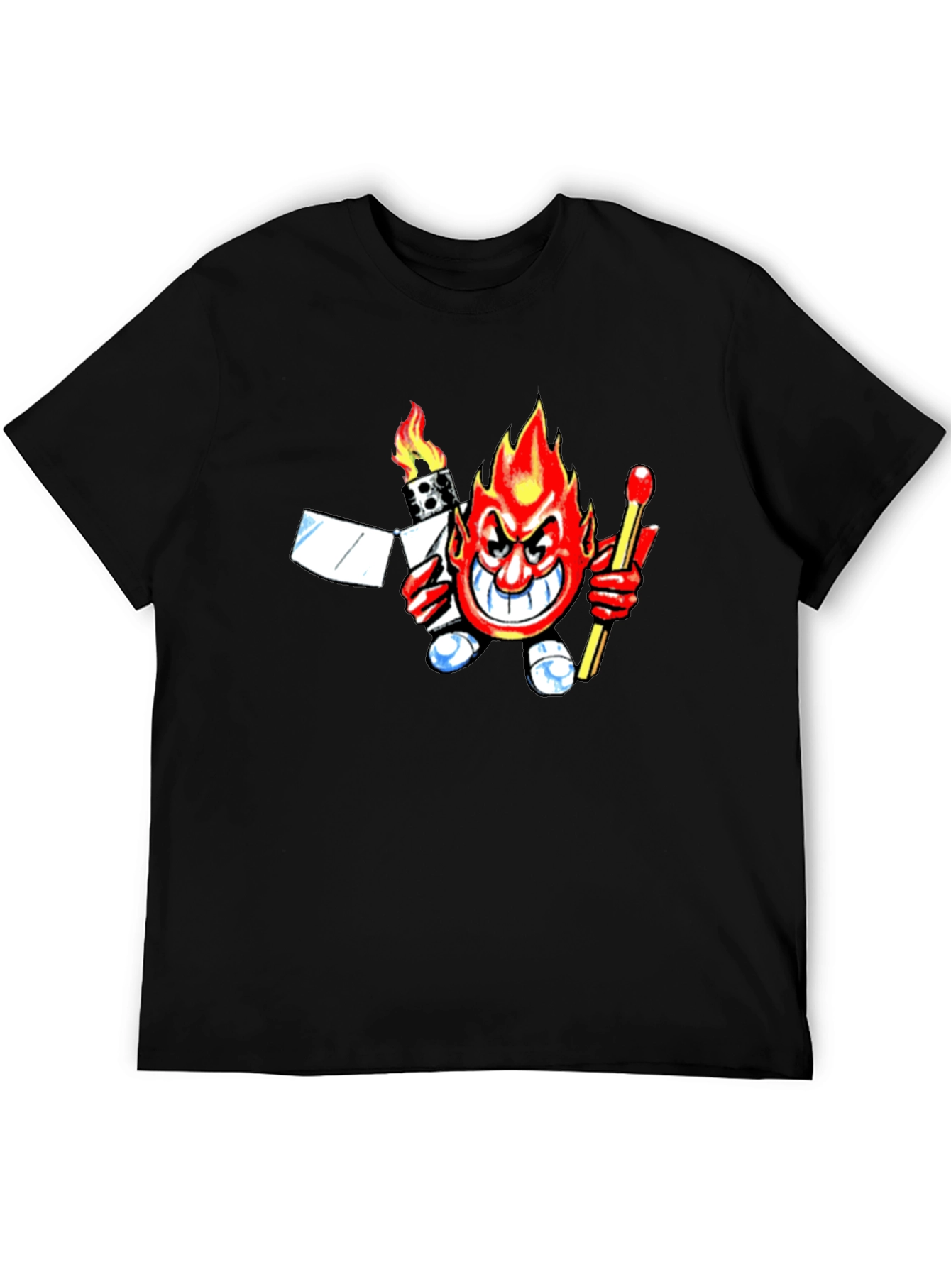 Fiery Devil Graphic Tee - Black Cotton T-Shirt