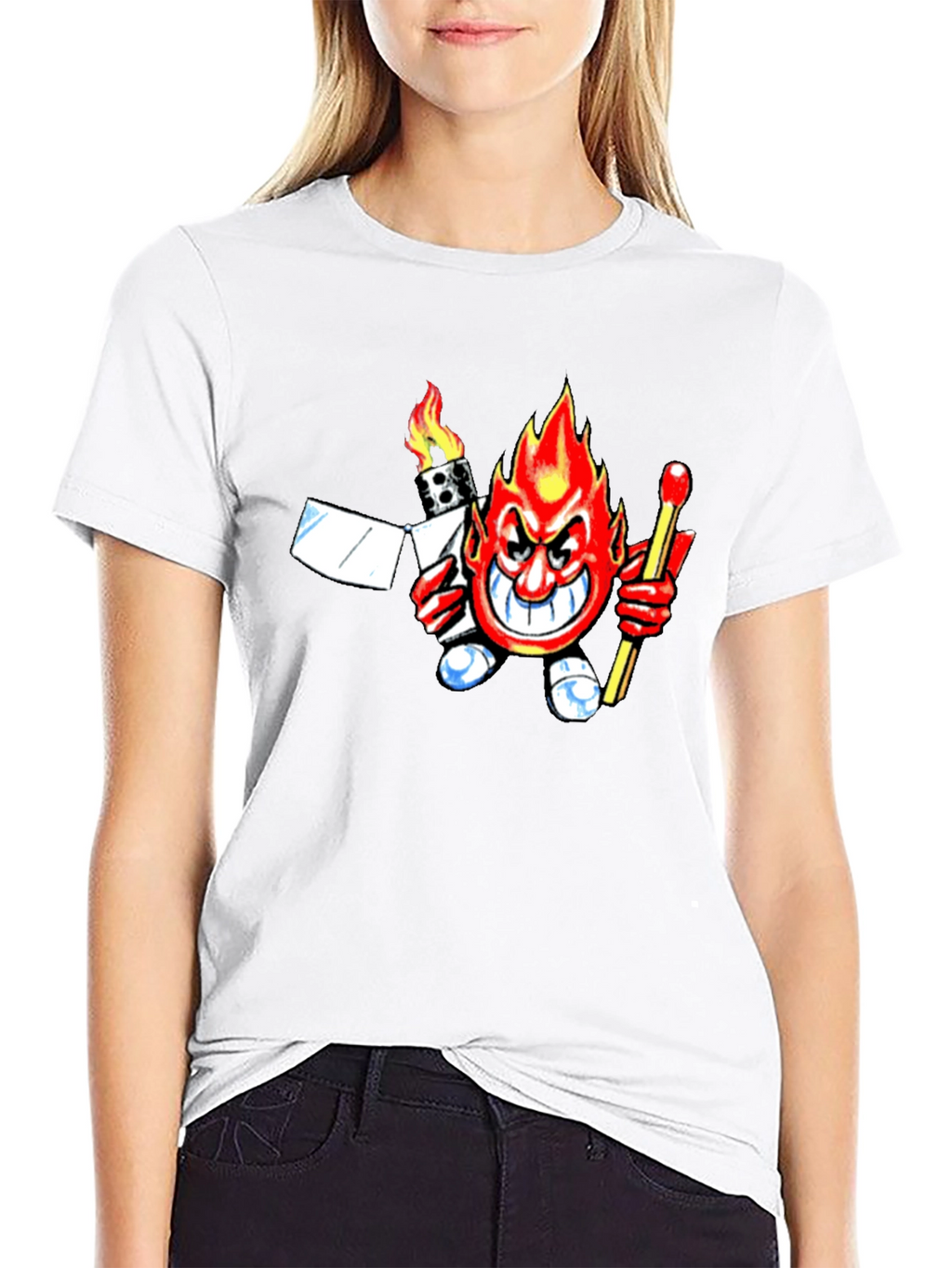 Fiery Devil Graphic Tee - Black Cotton T-Shirt