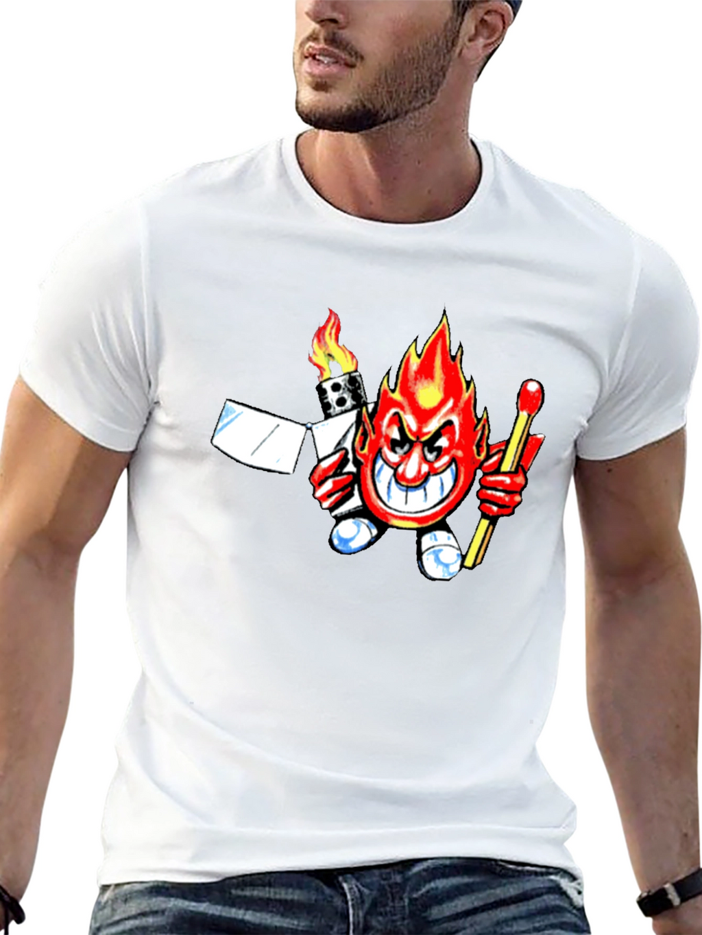 Fiery Devil Graphic Tee - Black Cotton T-Shirt