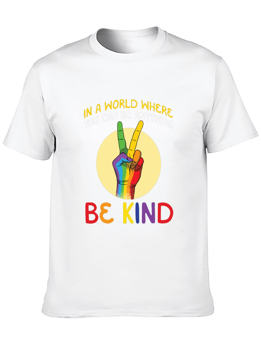 Be Kind T-Shirt - Rainbow Peace Sign