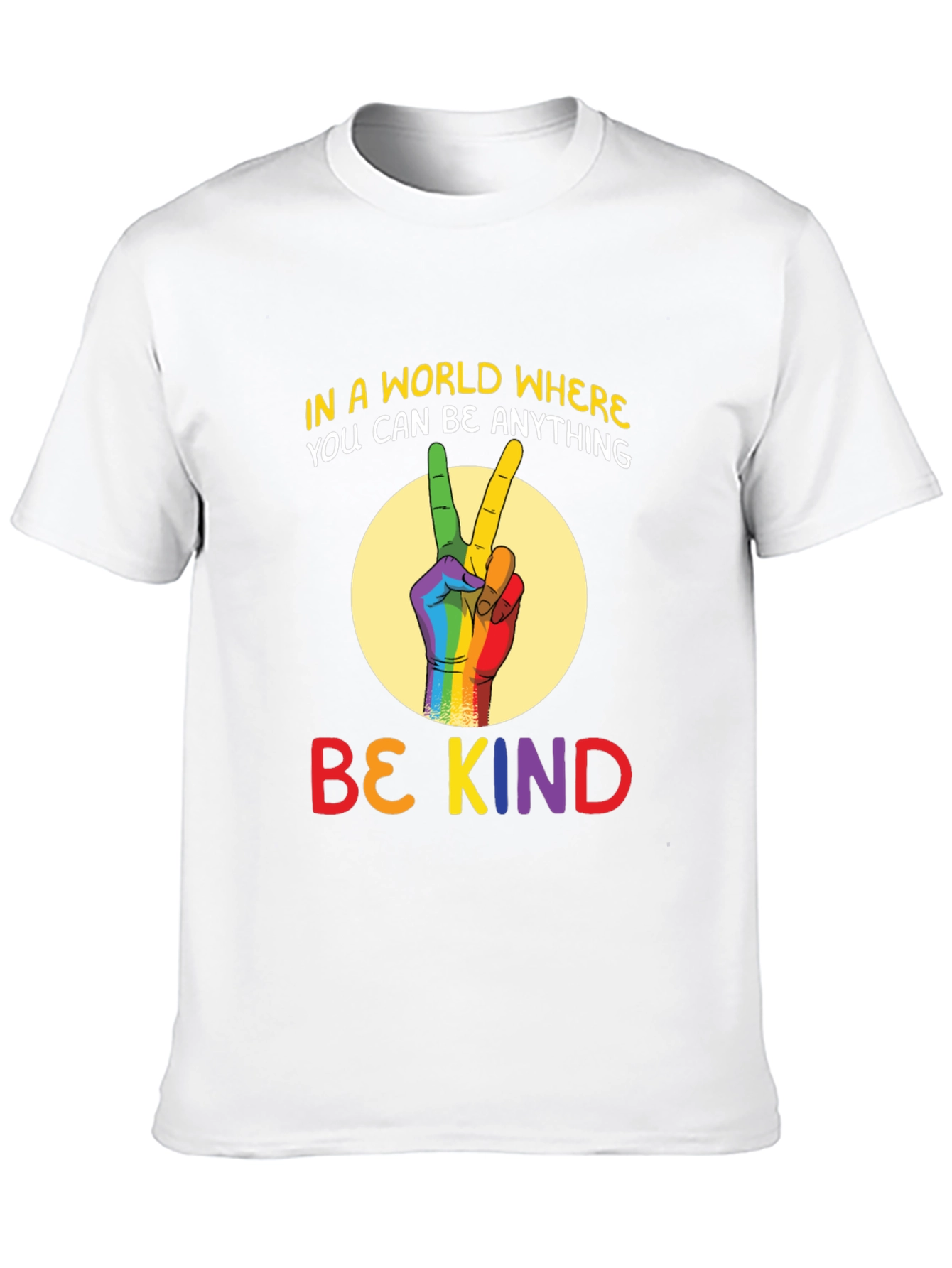 Be Kind T-Shirt - Rainbow Peace Sign