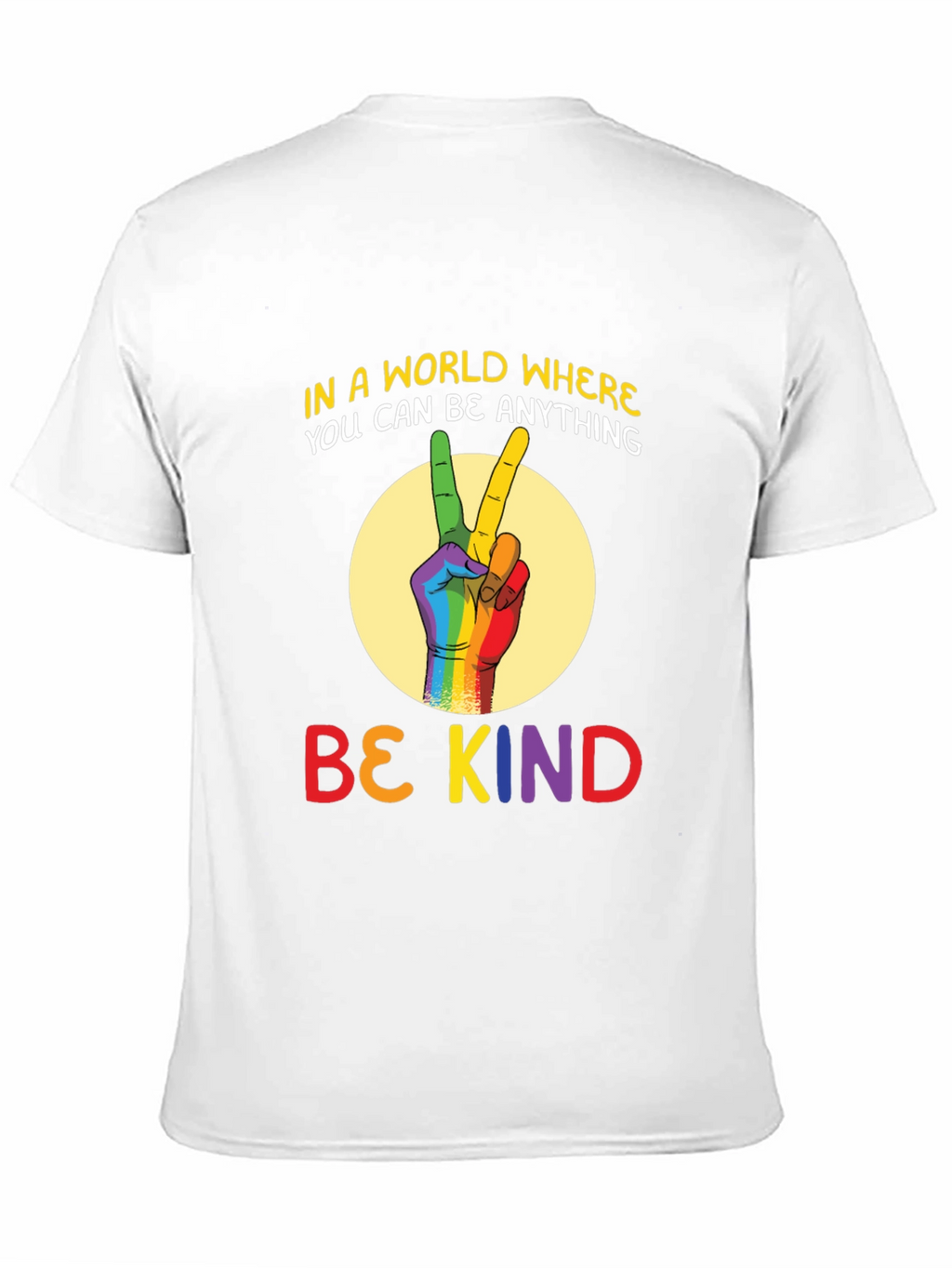 Be Kind T-Shirt - Rainbow Peace Sign