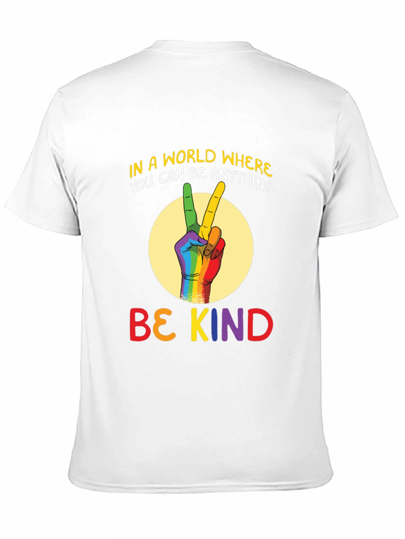 Be Kind T-Shirt - Rainbow Peace Sign