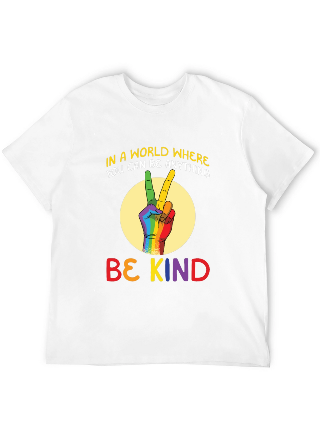 Be Kind T-Shirt - Rainbow Peace Sign