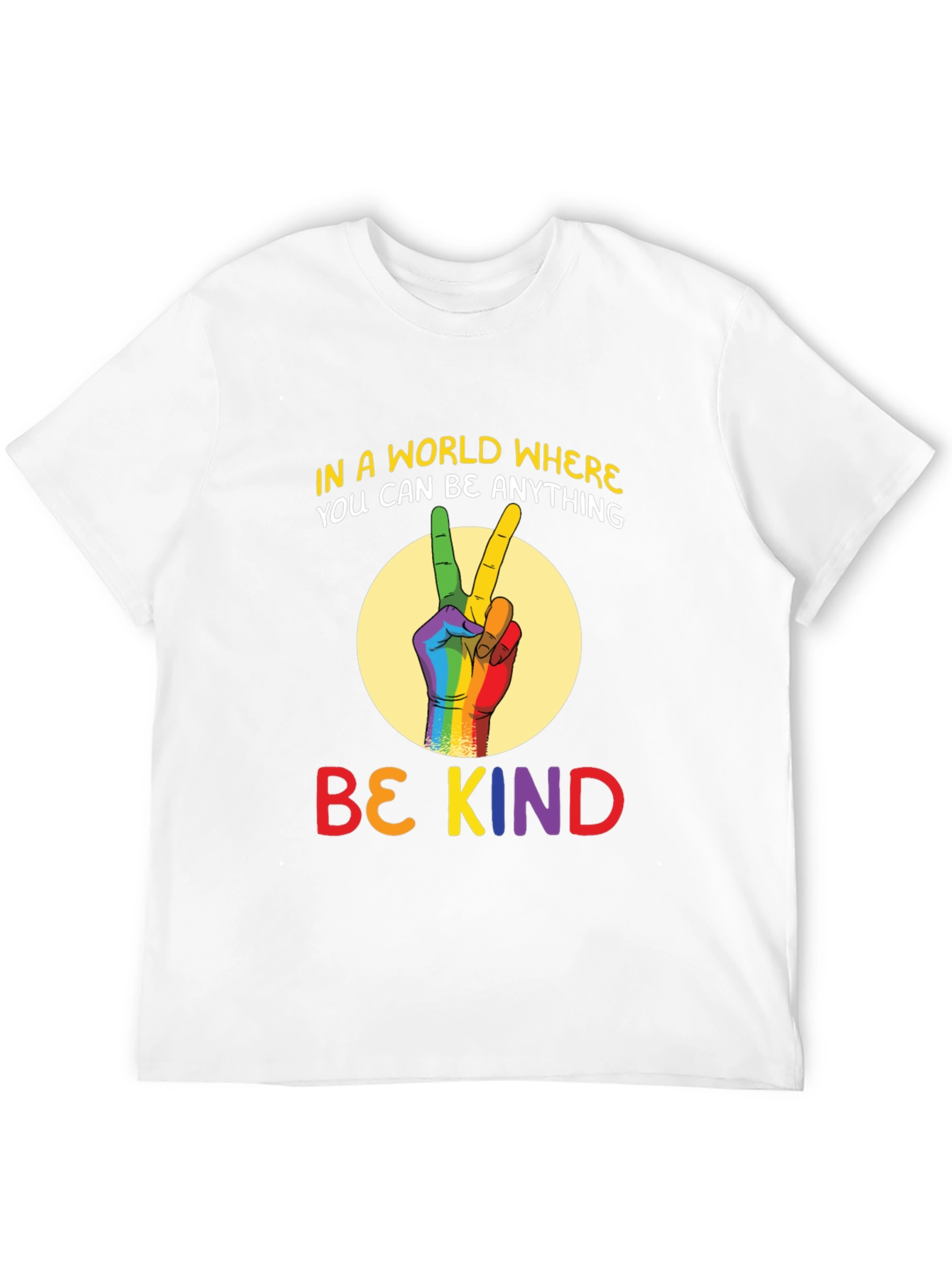 Be Kind T-Shirt - Rainbow Peace Sign
