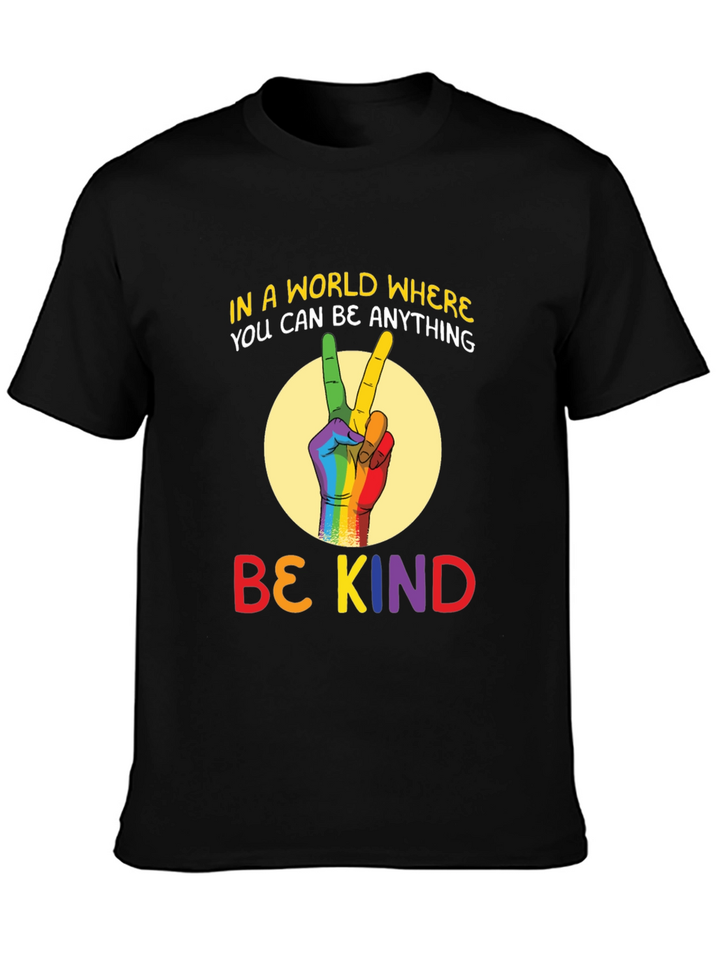 Be Kind T-Shirt - Rainbow Peace Sign