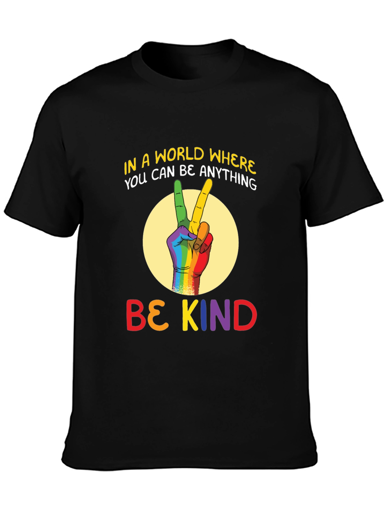 Be Kind T-Shirt - Rainbow Peace Sign