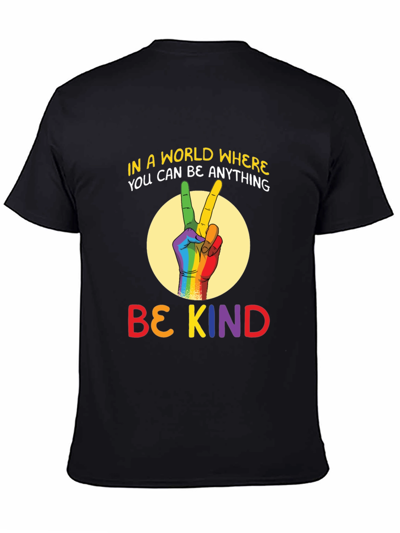 Be Kind T-Shirt - Rainbow Peace Sign