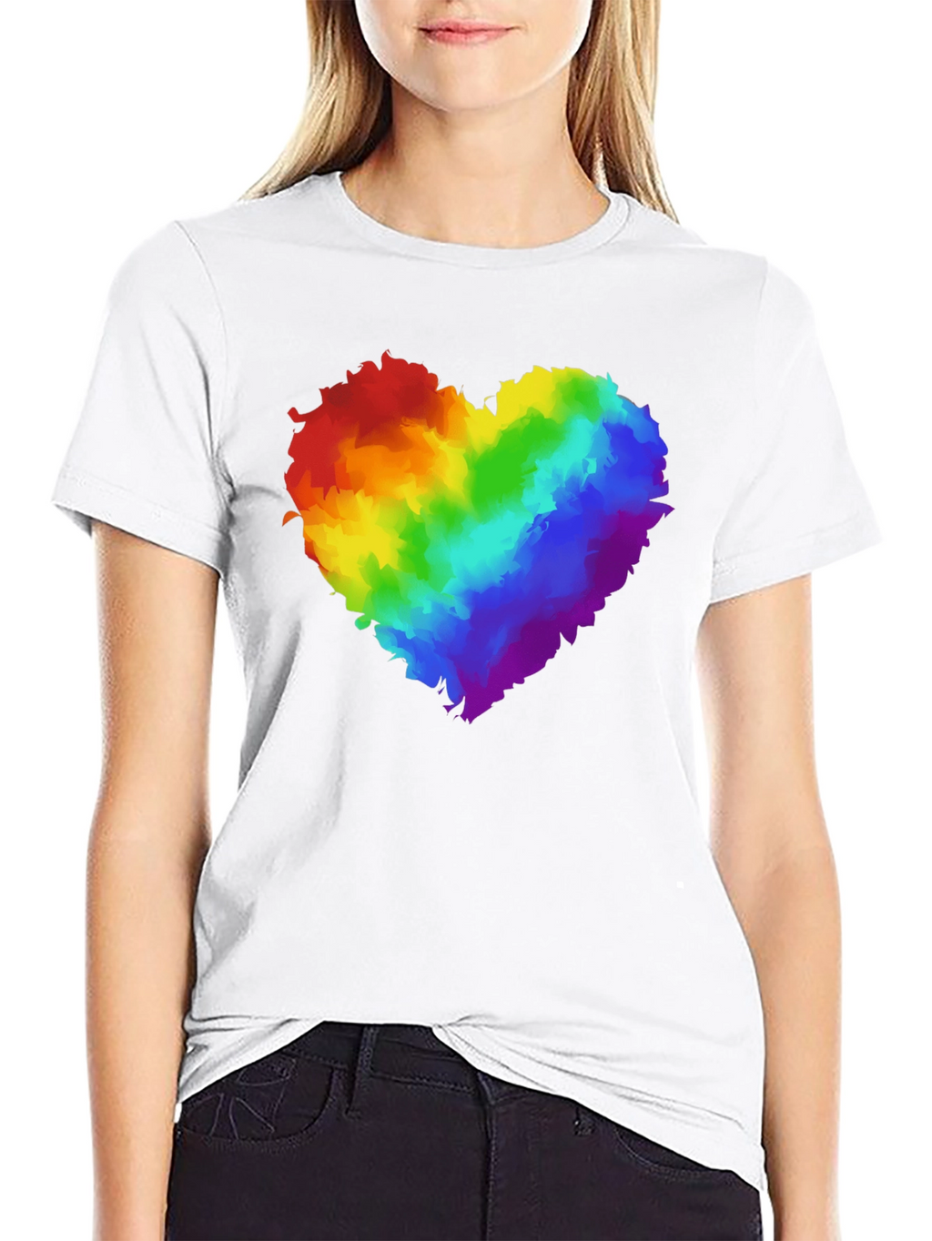 Rainbow Heart Graphic Black T-Shirt Pride