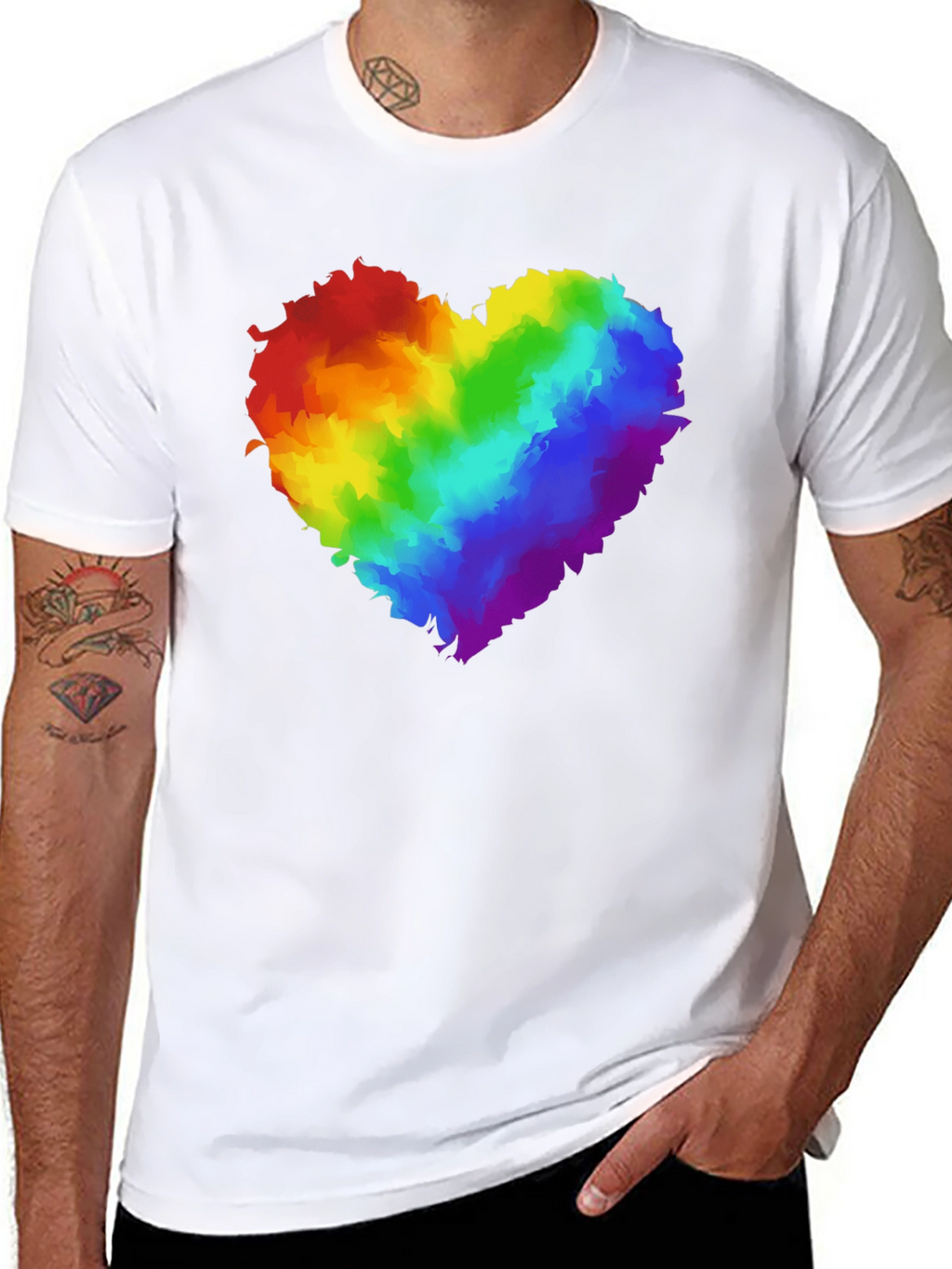 Rainbow Heart Graphic Black T-Shirt Pride