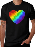 Rainbow Heart Graphic Black T-Shirt Pride