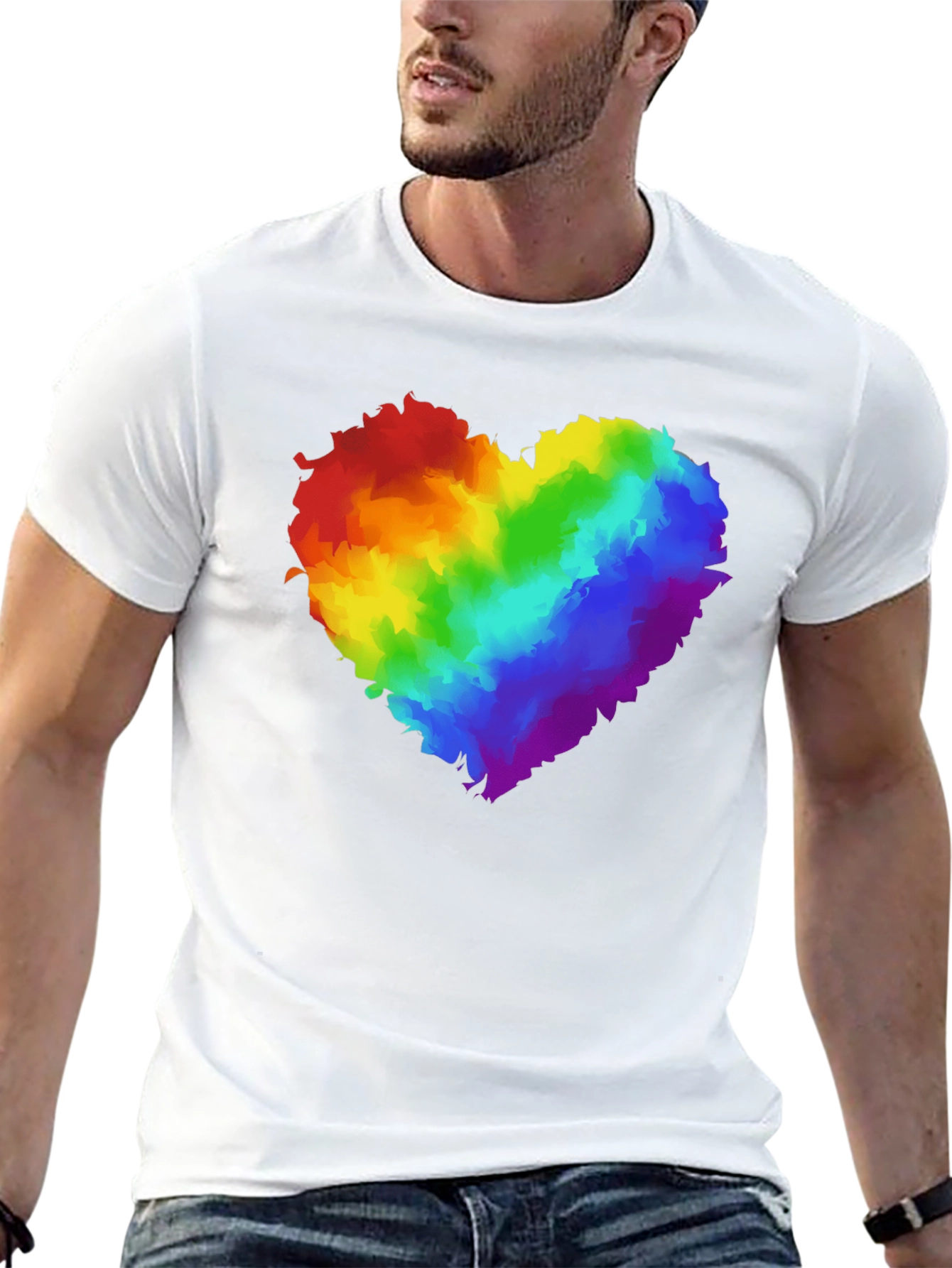 Rainbow Heart Graphic Black T-Shirt Pride