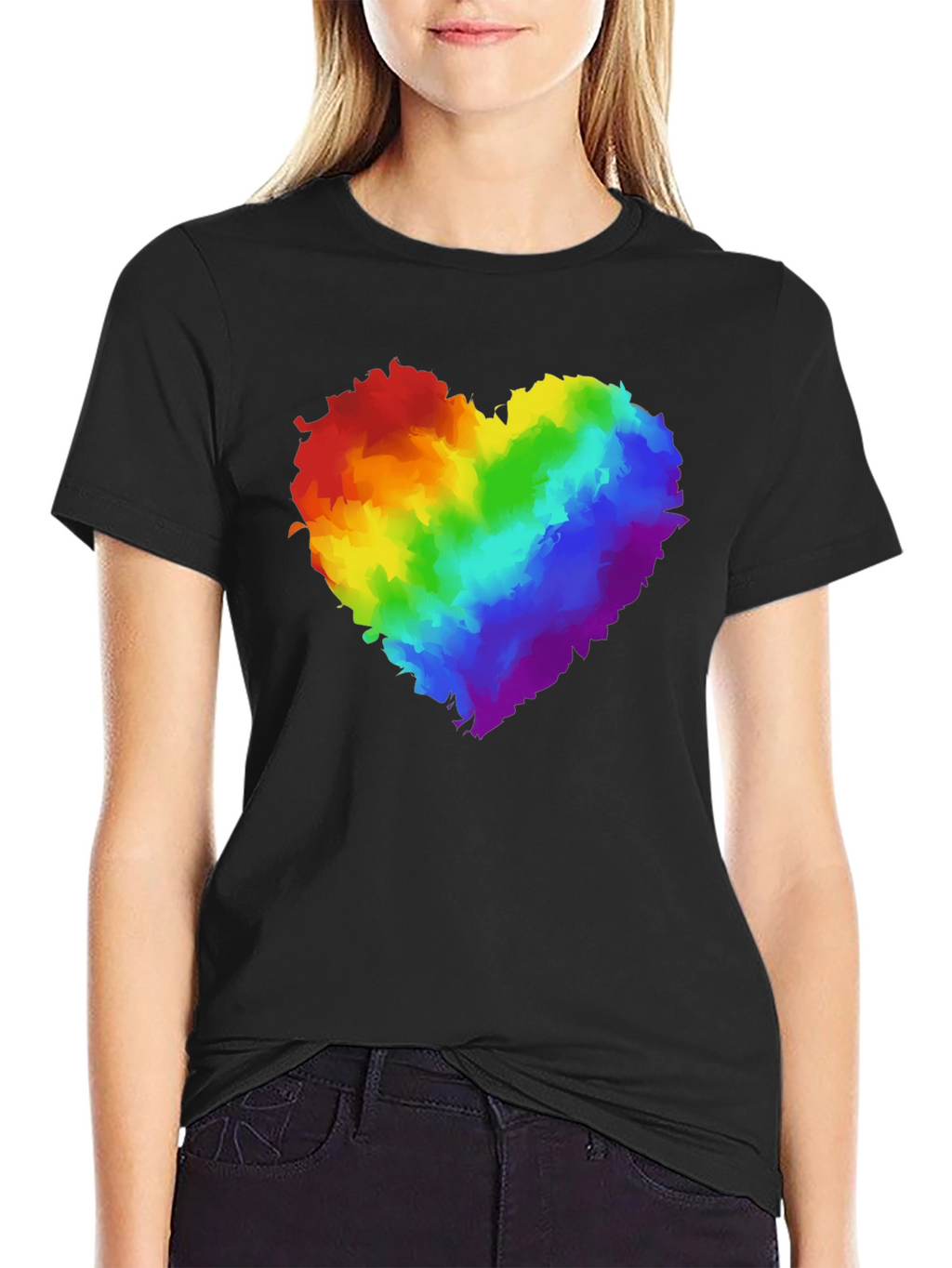 Rainbow Heart Graphic Black T-Shirt Pride